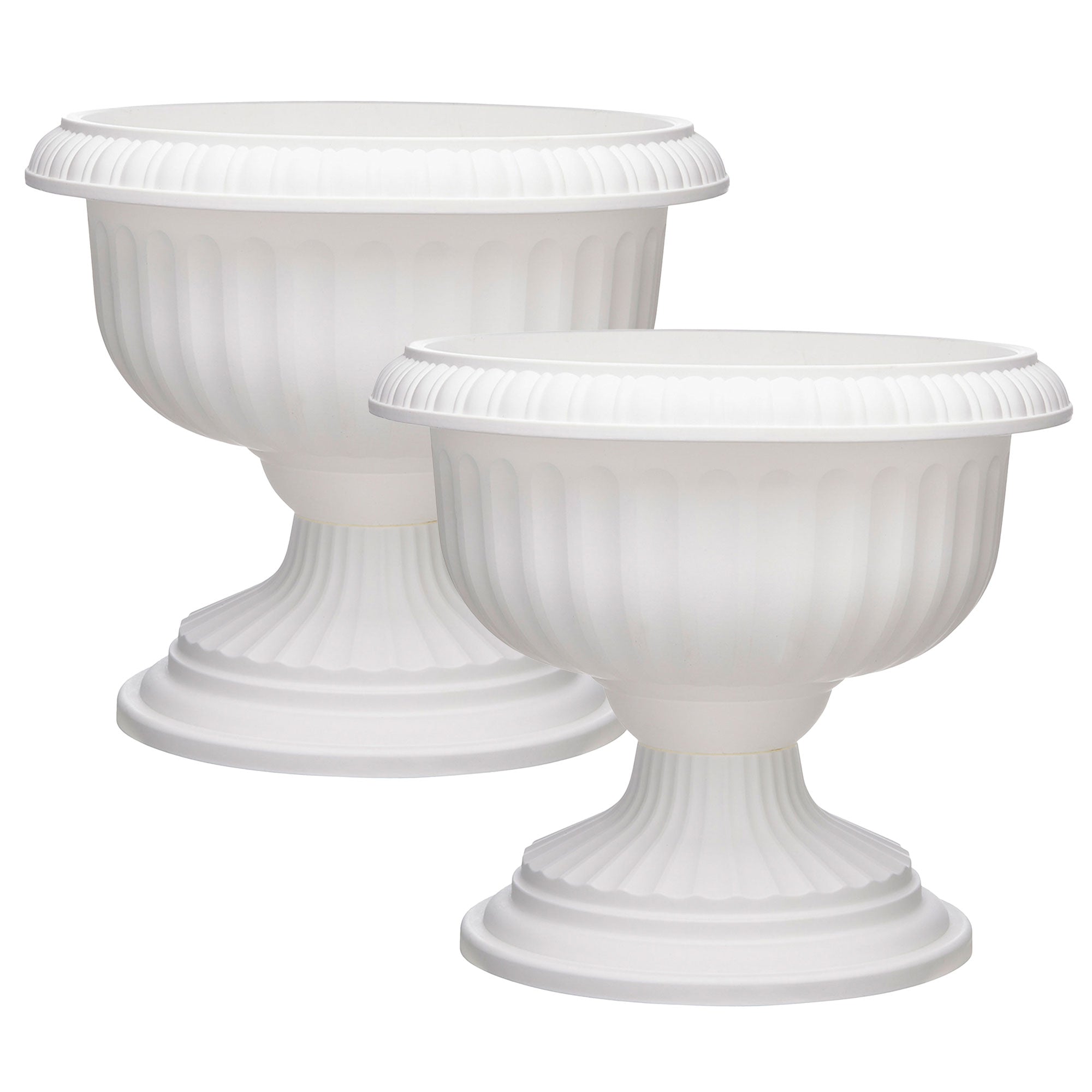 Southern Patio Dynamic Outdoor 18" Resin Grecian Urn Planter Pot, White (2 Pack) - VMInnovations