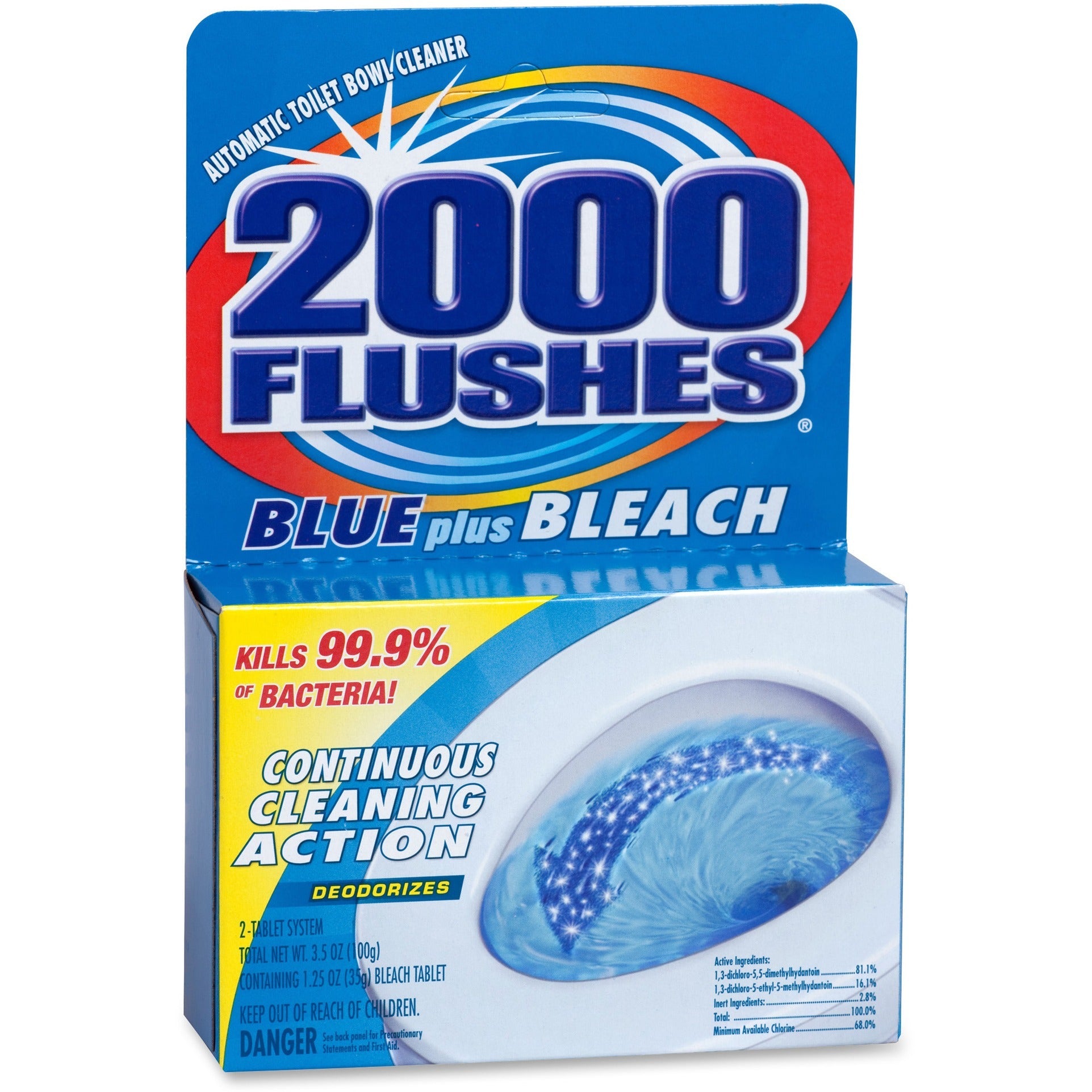 2000 Flushes Continuous Cleaning Action Chlorine Toilet Bowl Cleaner with Bleach