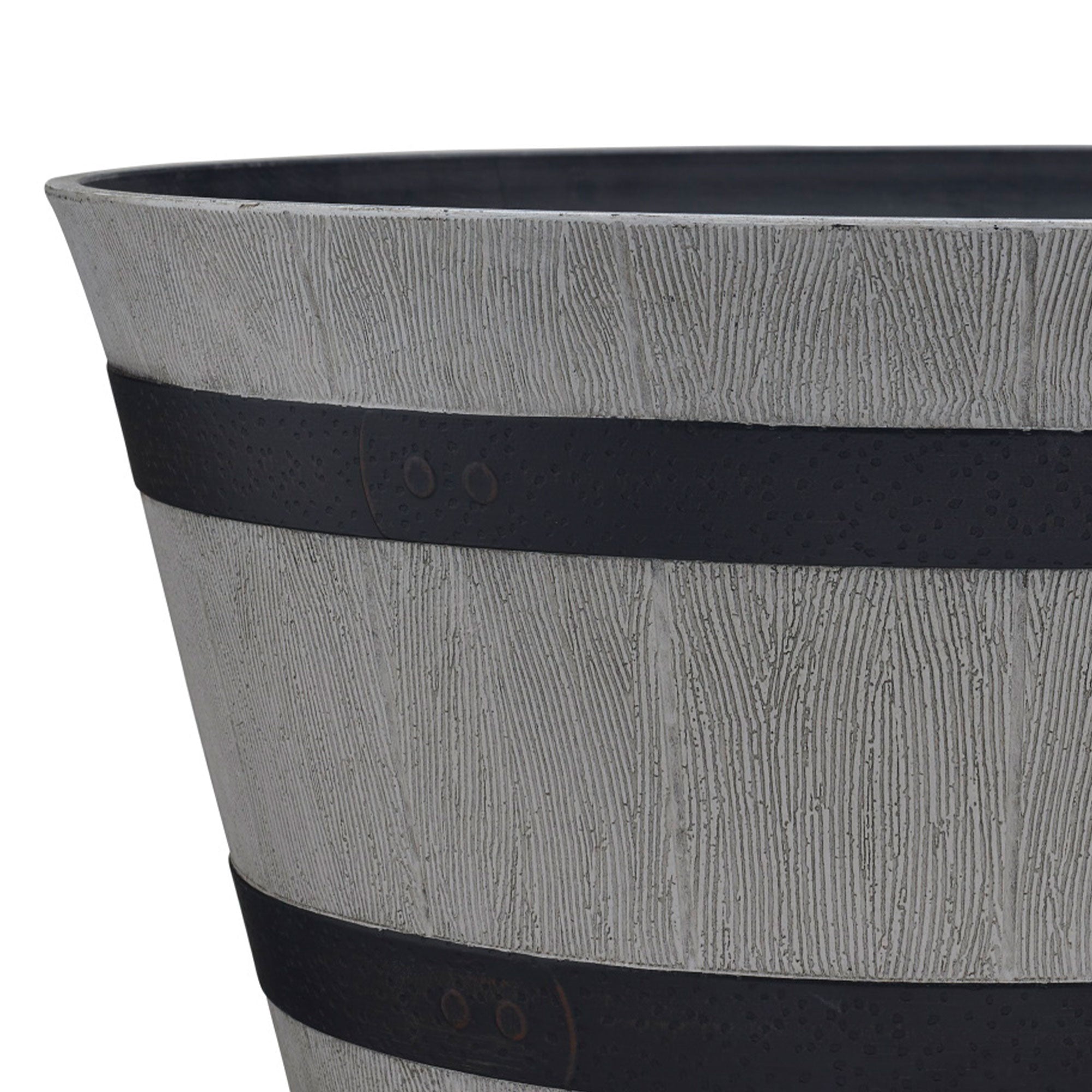Southern Patio Resin Whiskey Barrel Outdoor Garden Planter Pot, Gray (Open Box) - VMInnovations
