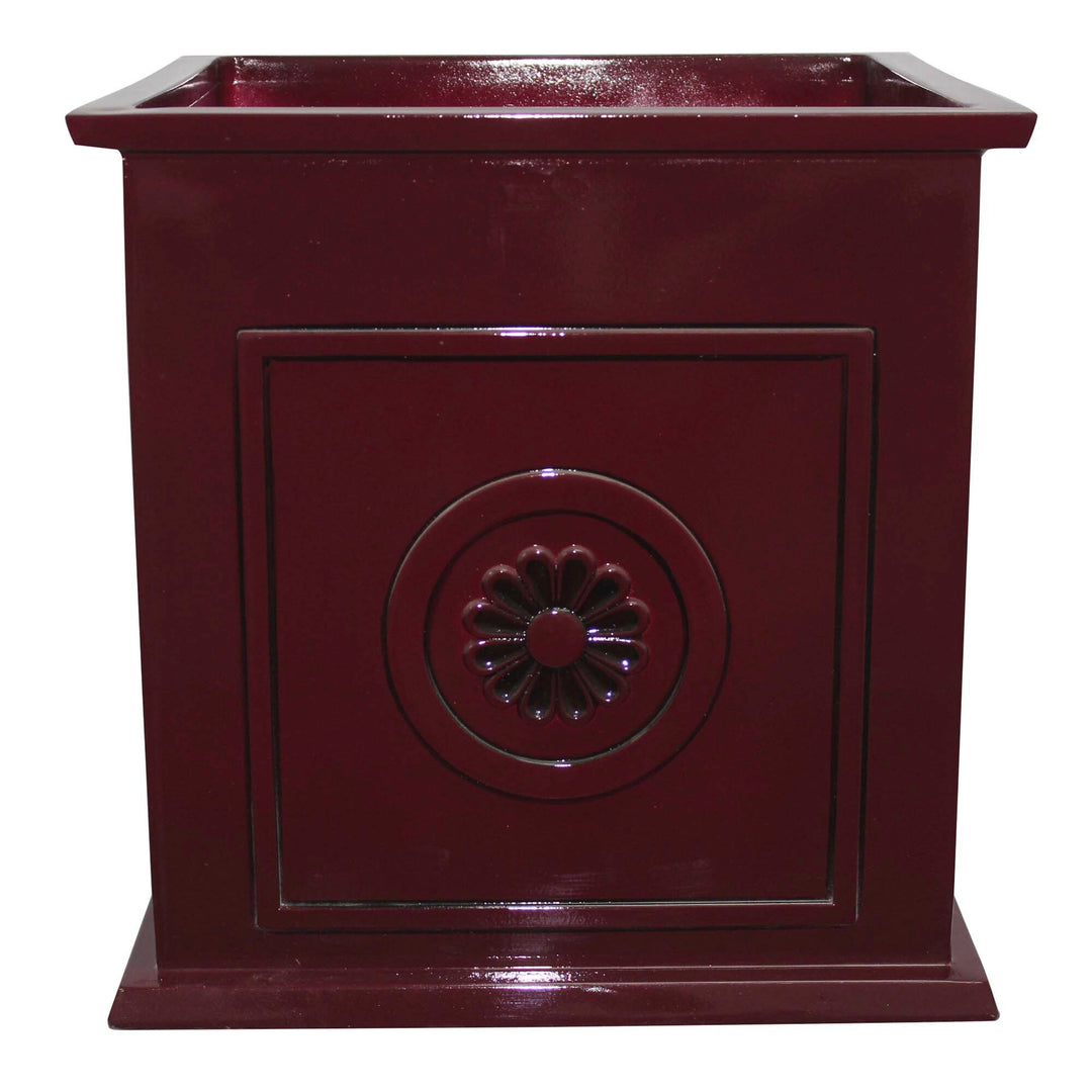 Southern Patio Colony 16 Inch Square Resin Outdoor Planter Urn, Oxblood Red - VMInnovations