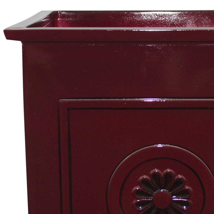 Southern Patio Colony 16 Inch Square Resin Outdoor Planter Urn, Oxblood Red - VMInnovations