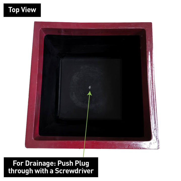 Southern Patio Colony 16 Inch Square Resin Outdoor Planter Urn, Oxblood Red - VMInnovations