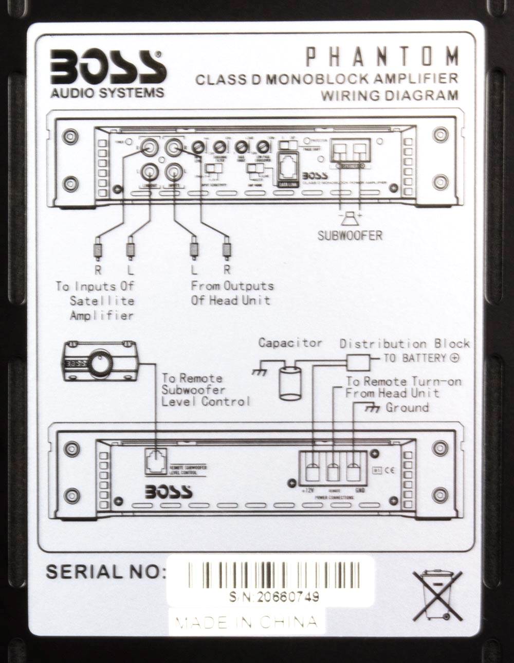 BOSS PH5000D 5000W Phantom D MONO Car Audio Power Amplifier Amp + Remote