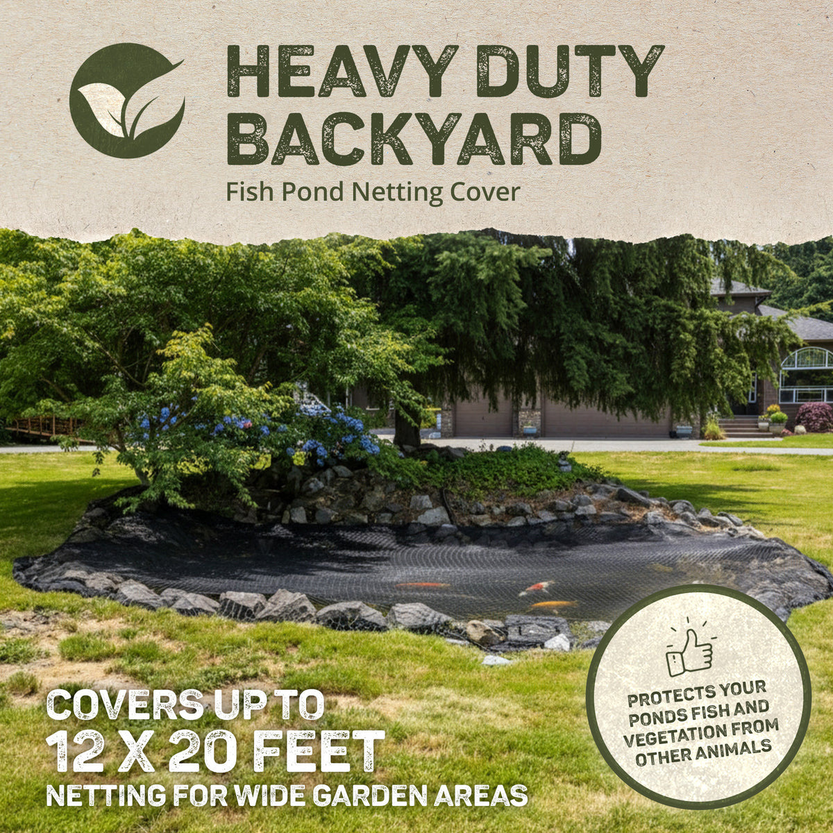 DeWitt Deluxe 12 x 20 Ft Heavy Duty Backyard Fish Pond Netting, Black (Open Box) - VMInnovations