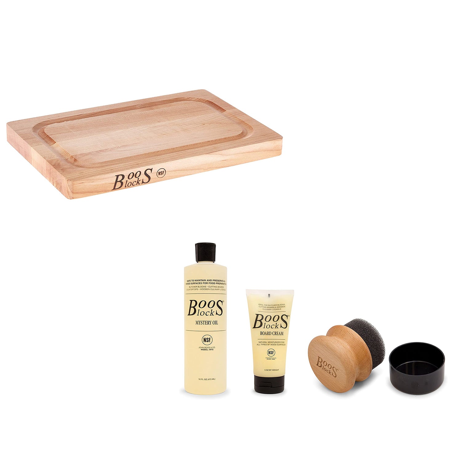 John Boos Block Maple Reversible Cutting Board with 3 Pc Care & Maintenance Set - VMInnovations