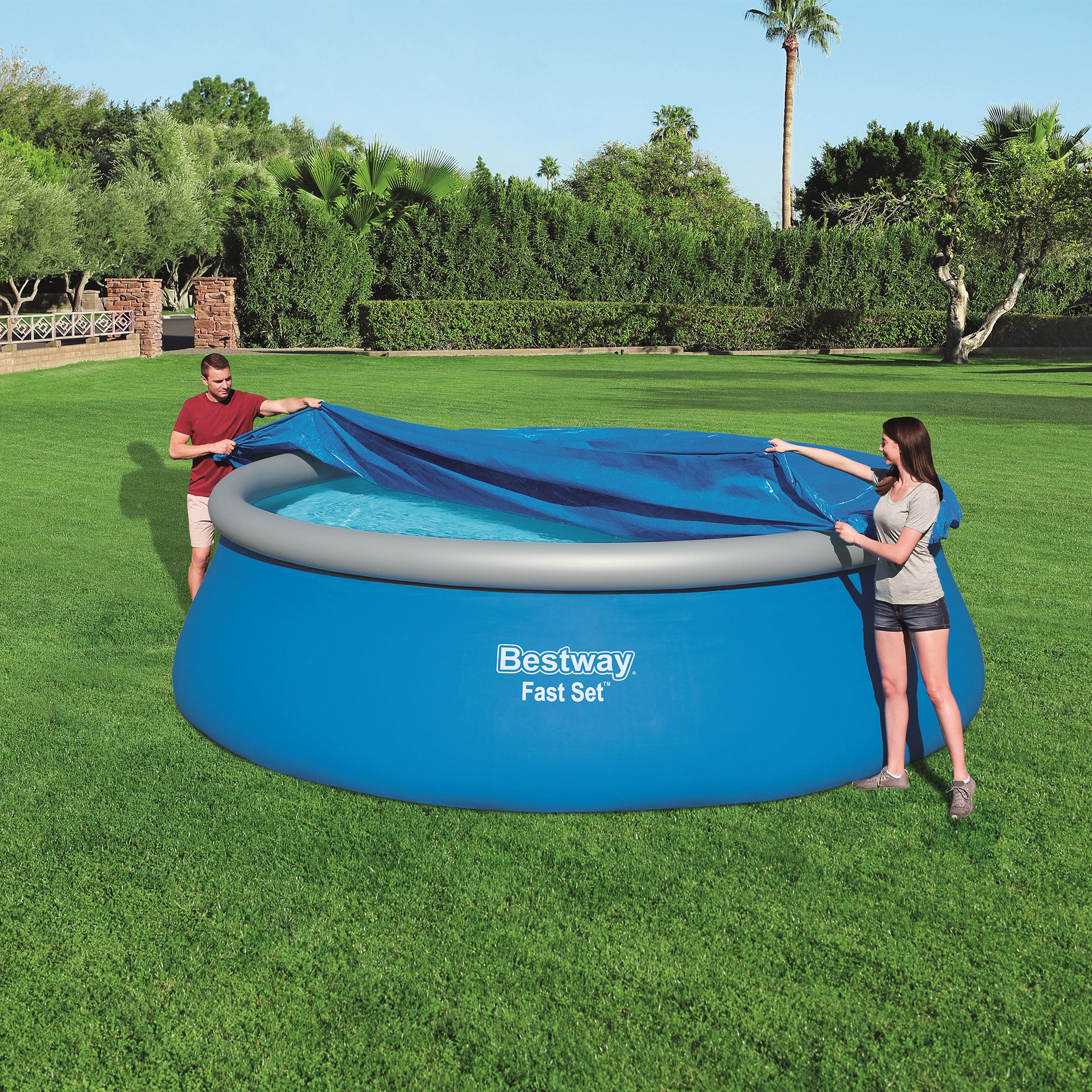 Bestway Pool Debris Cover 15’ Round Pools & Swimline 4' Telescopic Skimmer Net