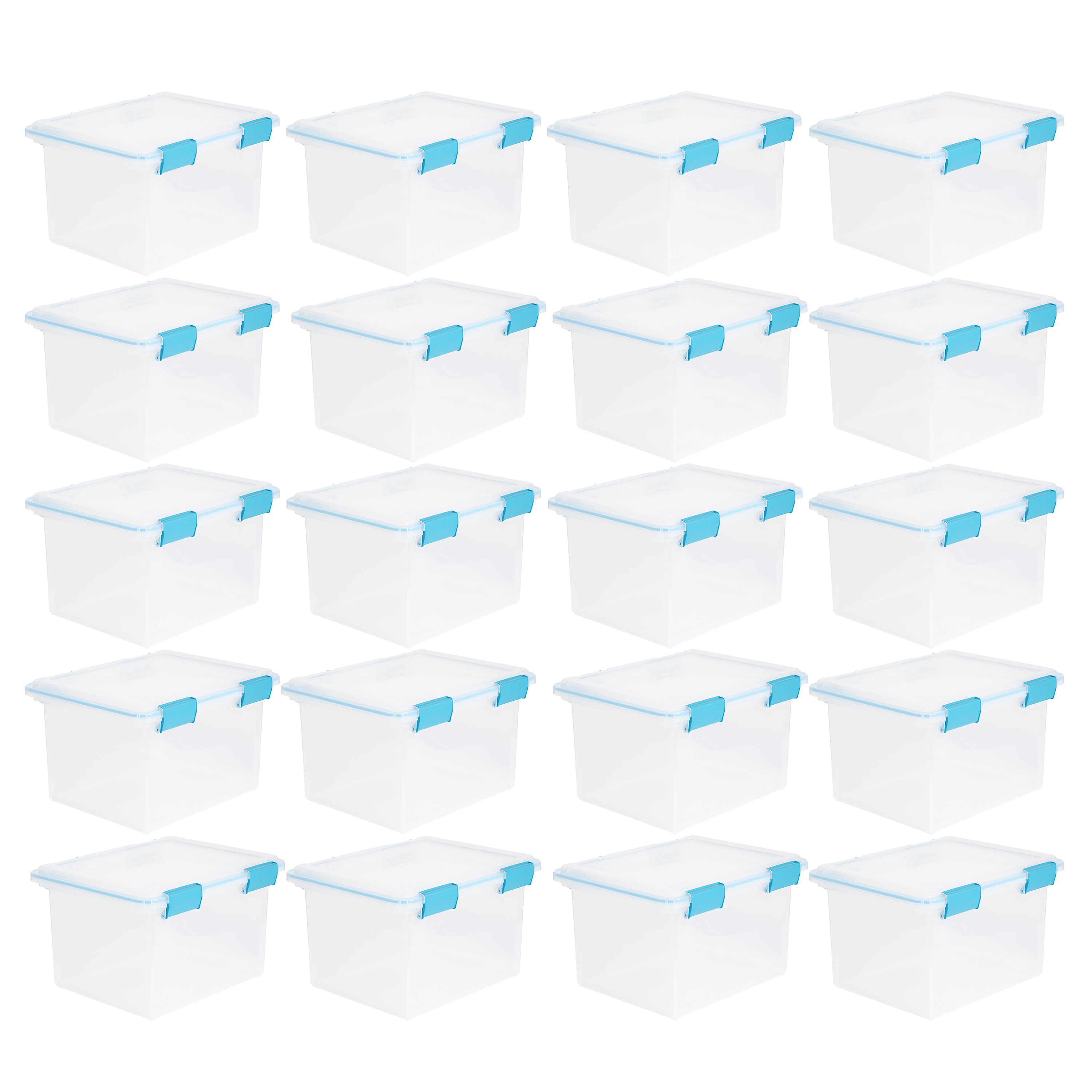 Sterilite 32 Quart Clear Stacking Storage Container with Gasket Lid, 20 Pack