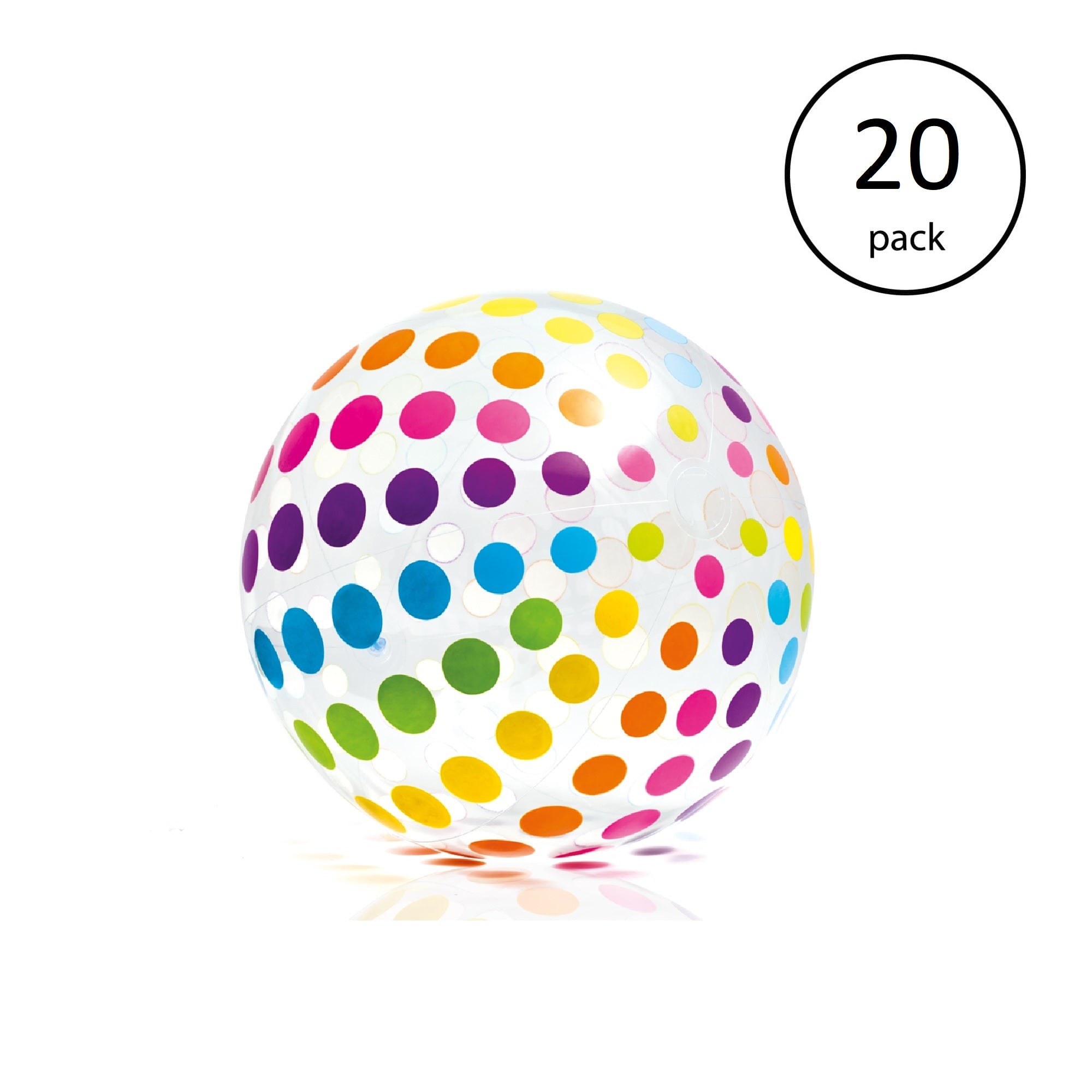Intex Jumbo Inflatable Glossy Big Polka-Dot Colorful Giant Beach Ball (20 Pack)