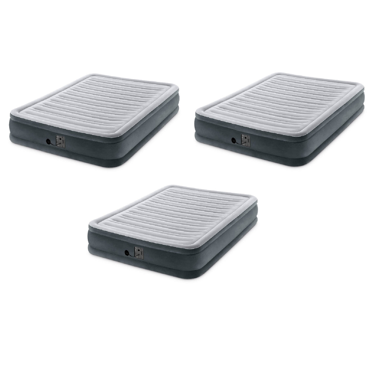 Intex Dura Beam Plus Mid Rise Airbed with Built In Electric Pump, Full (3 Pack)
