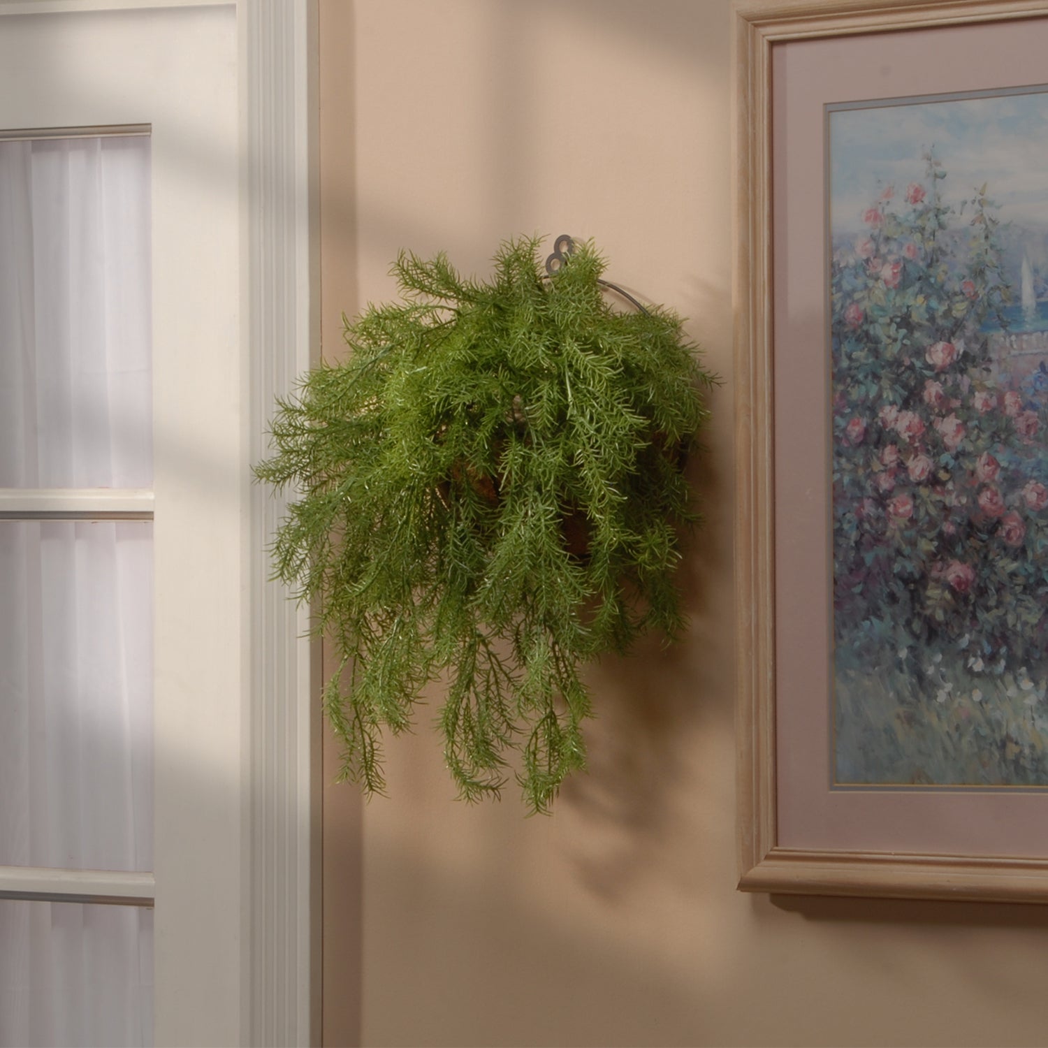 National Tree Company 20 Inch Artificial Pine Branch Hanging Plant with Basket - VMInnovations