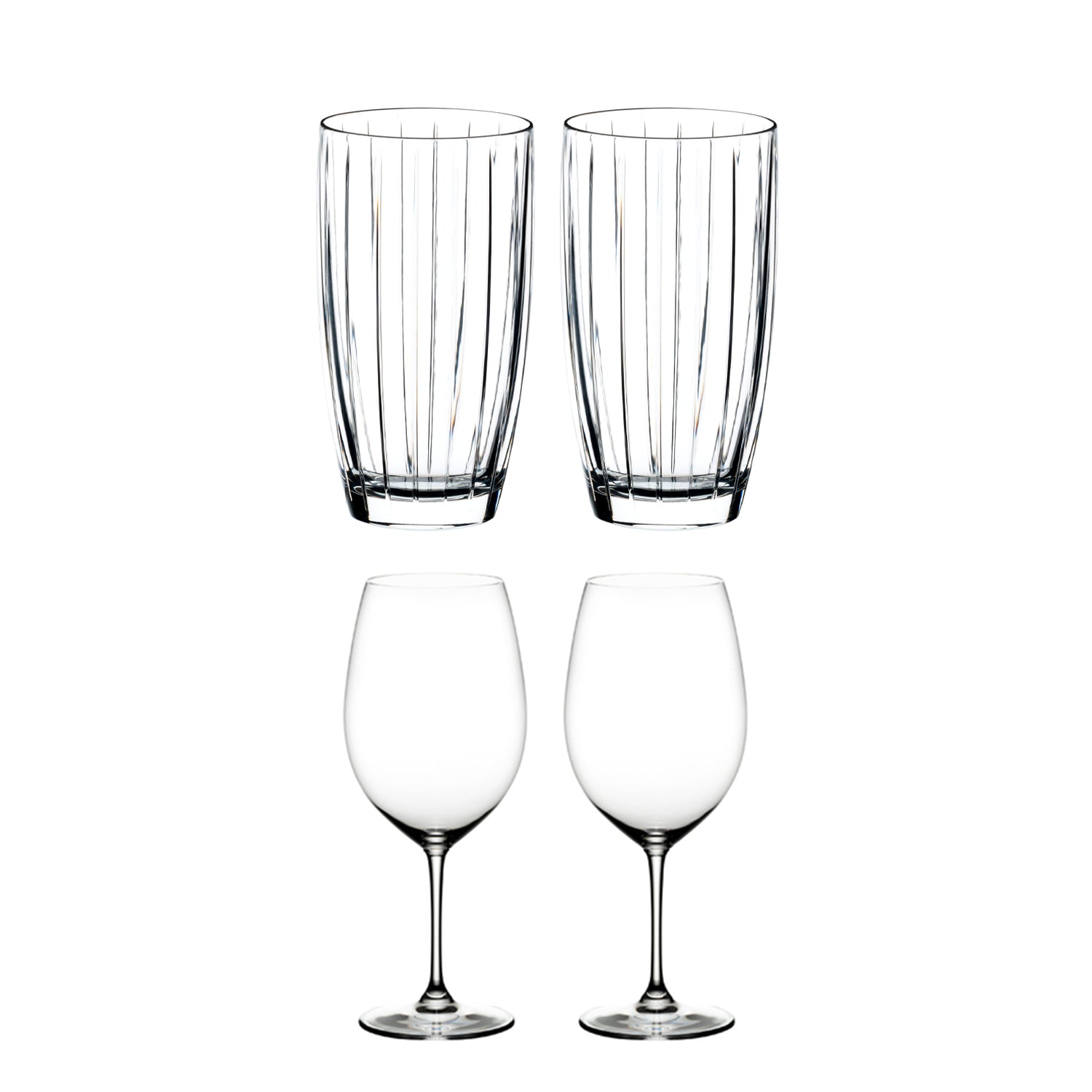 Riedel Crystal Tall All-Purpose Glass and Grand Cru Red Wine Glass, Set of 4 - VMInnovations