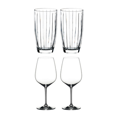 Riedel Crystal Tall All-Purpose Glass and Cabernet Red Wine Glass Set (4 Pack)