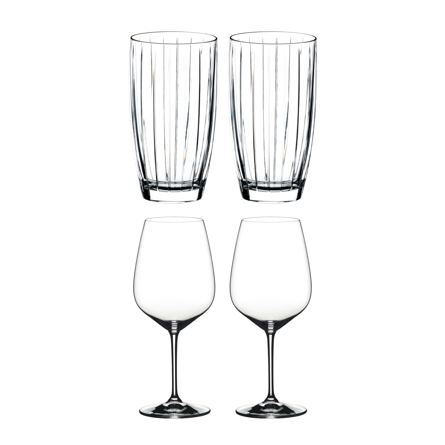Riedel Crystal Tall All-Purpose Glass and Cabernet Red Wine Glass Set (4 Pack) - VMInnovations
