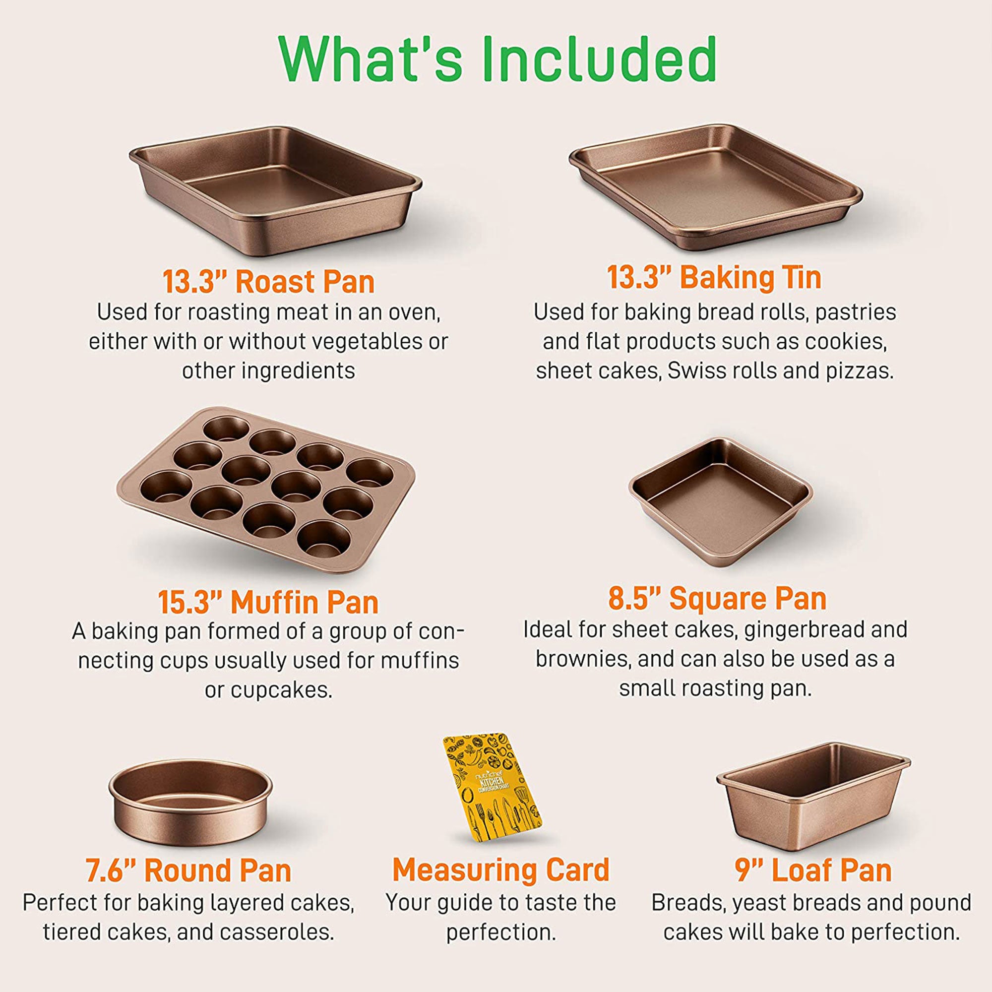 NutriChef Nonstick Cooking Cookware Pots and Pans, 20 Piece Set, Bronze (Used) - VMInnovations