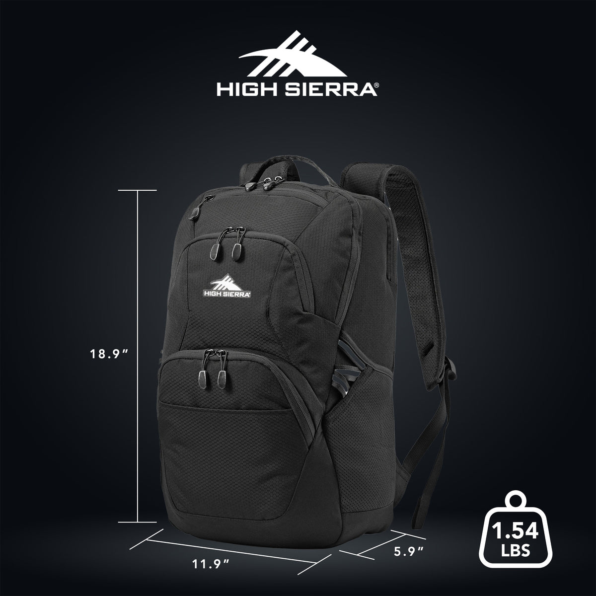 High Sierra Swoop Backpack, for Laptop, Fits Most 17” Laptops, 30L, Black