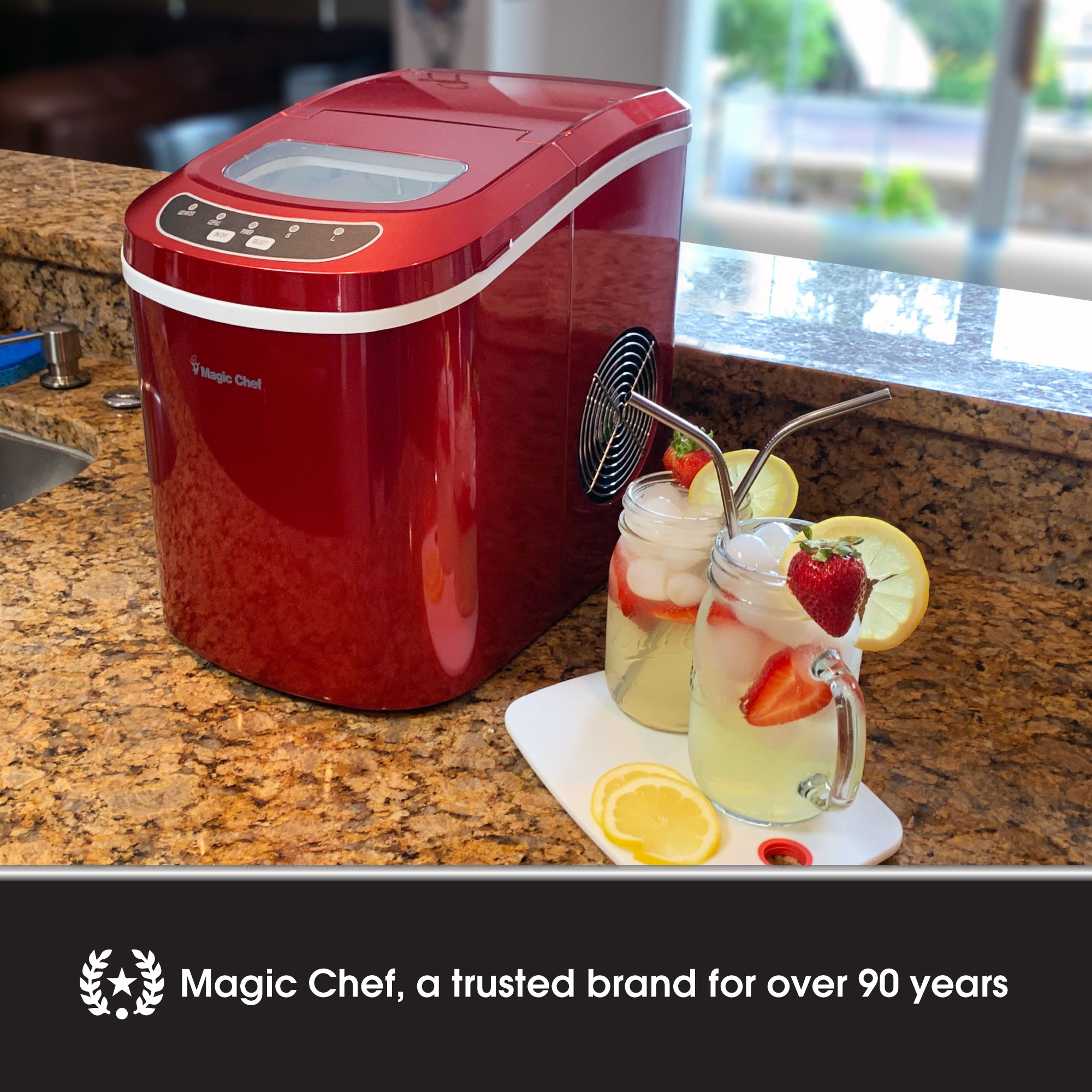 Magic Chef Portable Countertop 27lb Ice Maker Machine, Stainless Steel (Used)