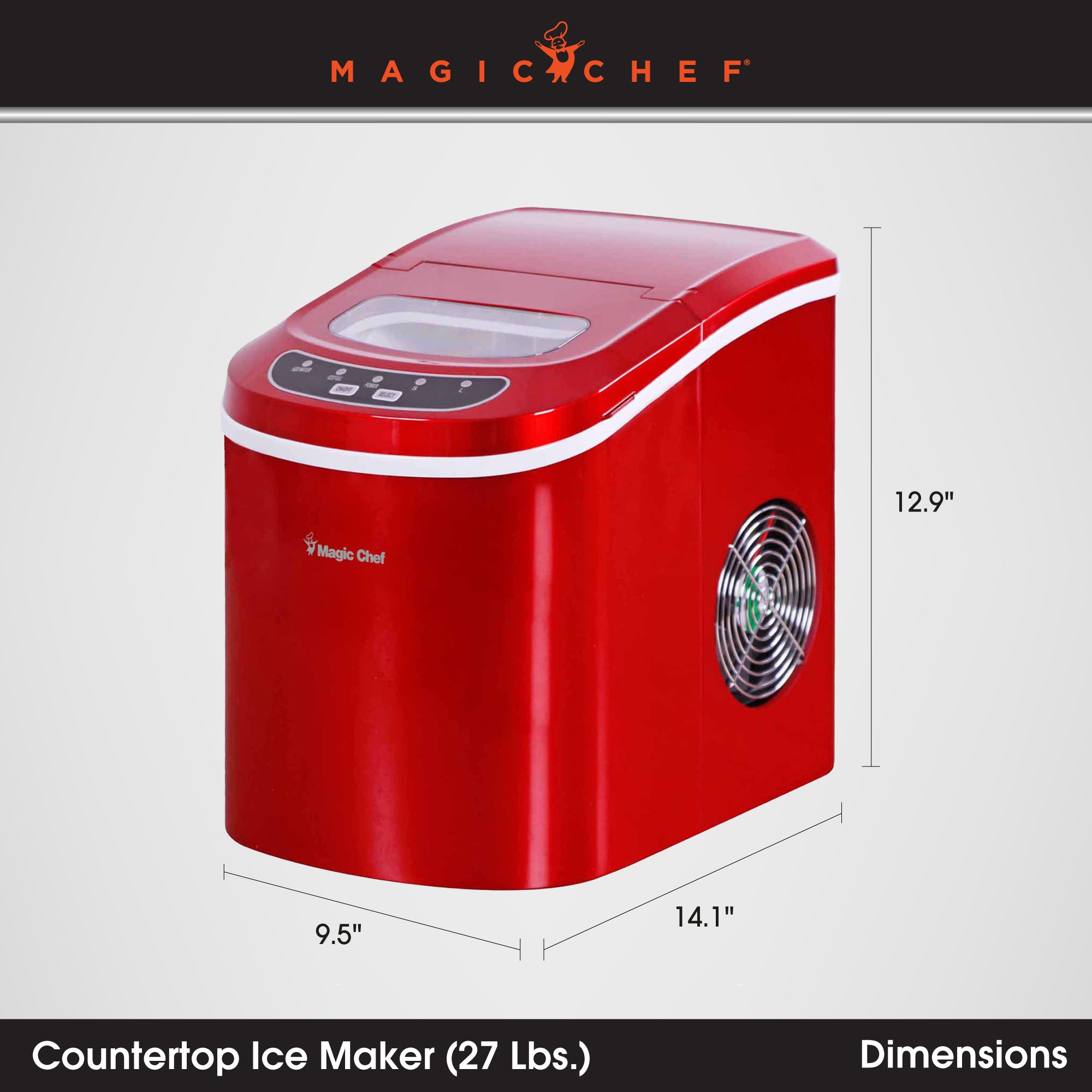 Magic Chef Portable Countertop 27lb Ice Maker Machine, Stainless Steel (Used)