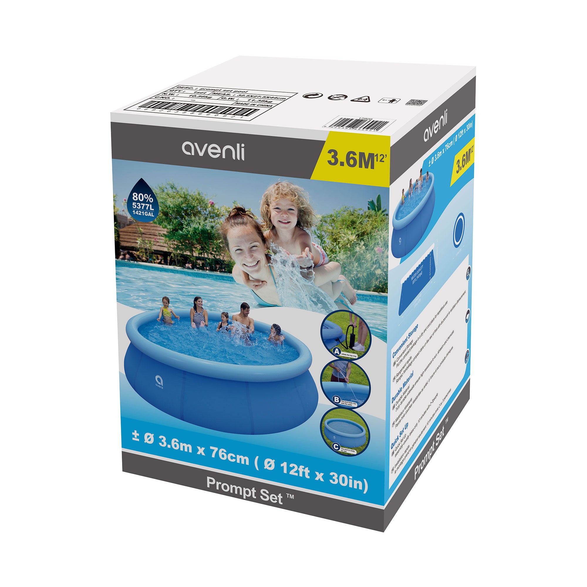 JLeisure 17808 12 Ft x 30" Prompt Set Inflatable Backyard Pool (For Parts) - VMInnovations