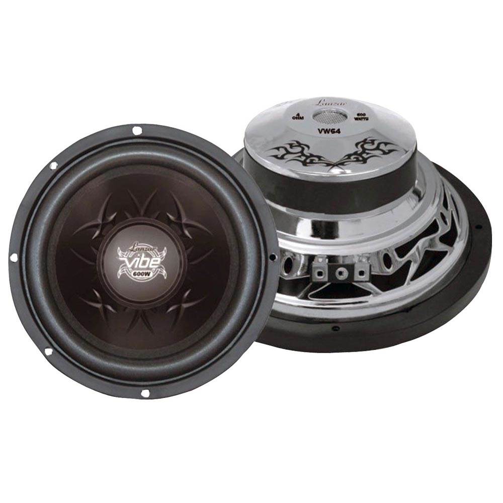 Lanzar Vibe VW64 6.5 Inch 600 Watt 4 Ohm Single Voice Coil Car Subwoofer (Pair)