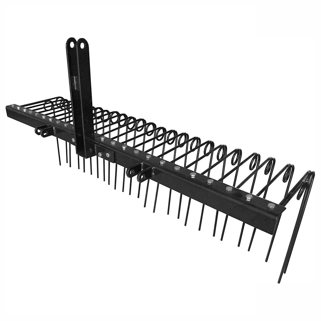 Field Tuff 3 Point 72 Inch Durable Powder Coated Steel Pine Straw Rake, Black - VMInnovations