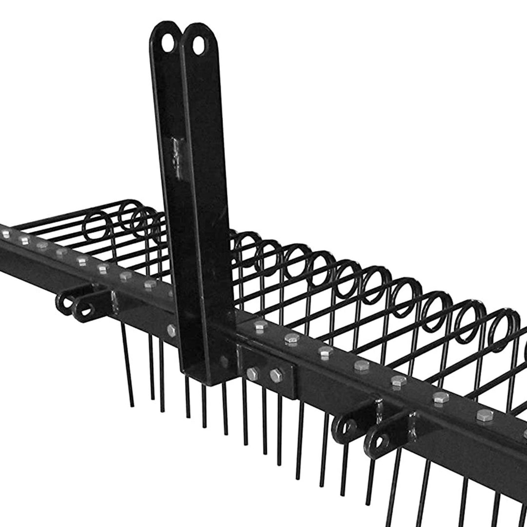 Field Tuff 3 Point 72 Inch Durable Powder Coated Steel Pine Straw Rake, Black - VMInnovations