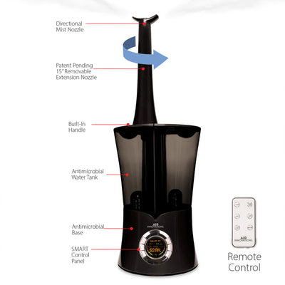 Air Innovations 2.15 Gallon Tank Ultrasonic Cool Mist Digital Humidifier, Black
