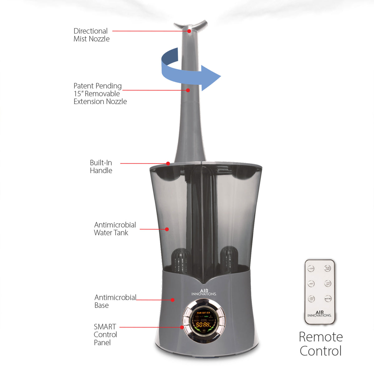 Air Innovations 2.15 Gal Tank Cool Mist Digital Humidifier, Platinum (For Parts)