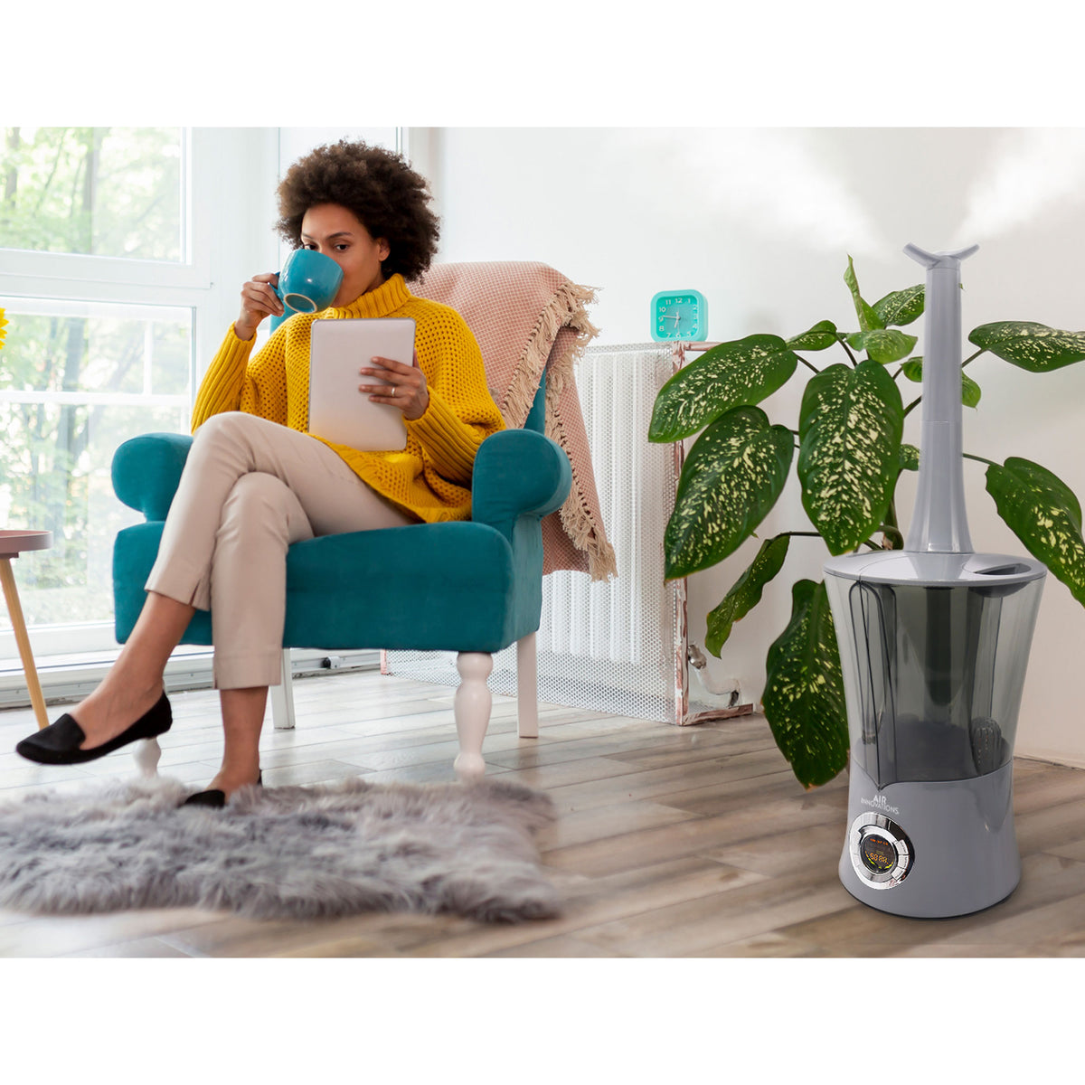 Air Innovations 2.15 Gal. Tank Ultrasonic Cool Mist Digital Humidifier, Platinum (Refurbished)
