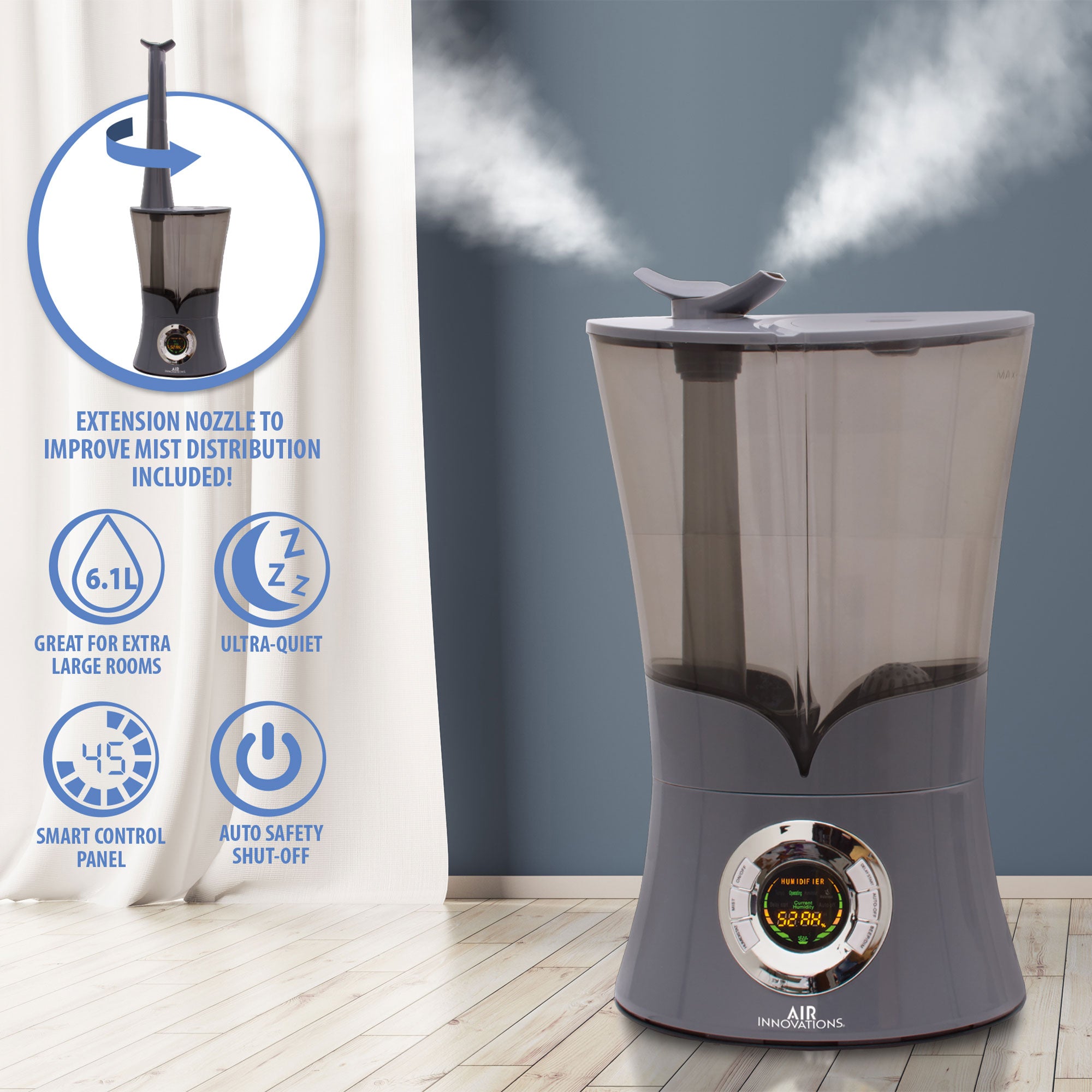 Air Innovations Ultrasonic Cool Mist Aromatherapy Digital Humidifier (Damaged) - VMInnovations