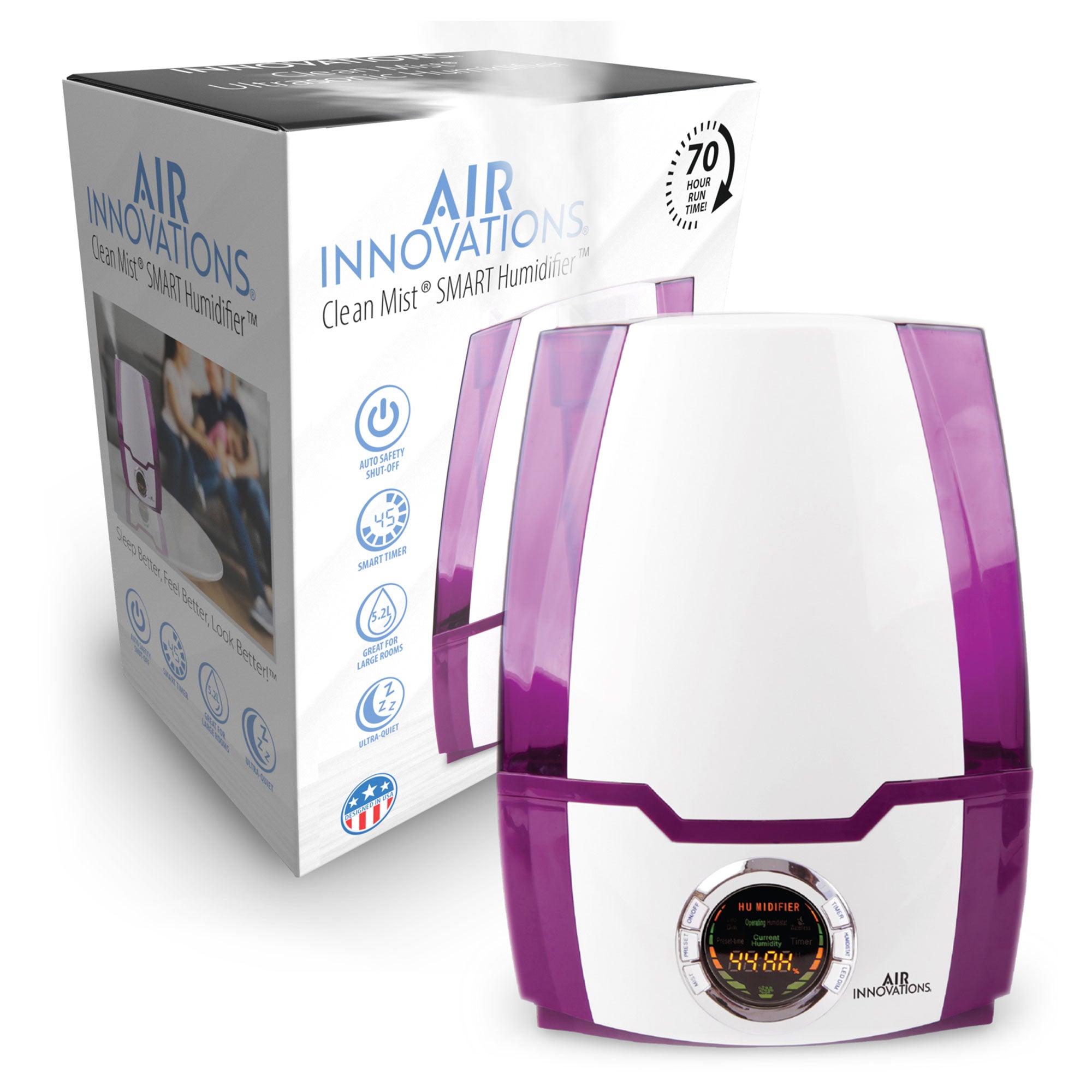 Air Innovations Cool Mist Ultrasonic Humidifier, Purple (Open Box) - VMInnovations