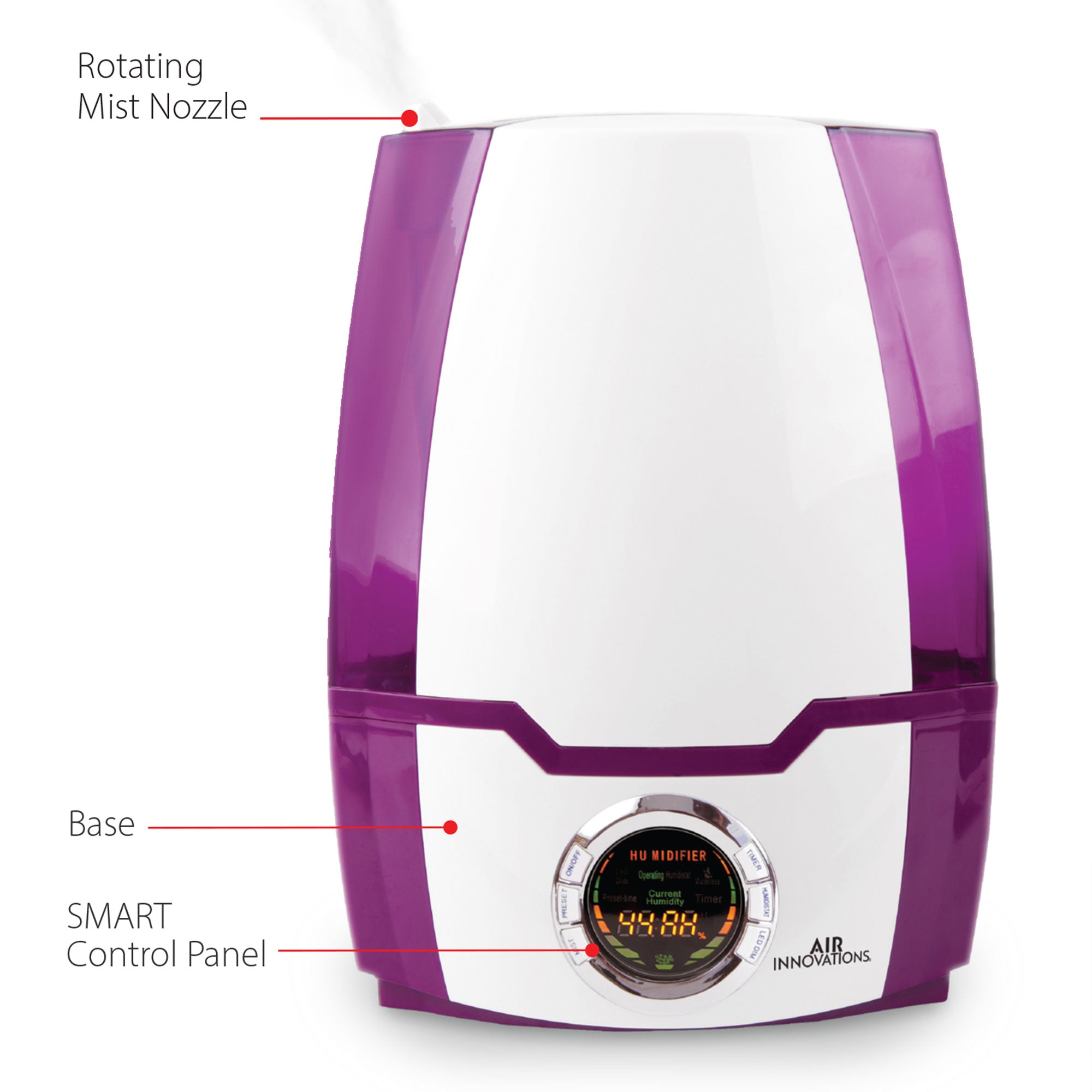 Air Innovations Cool Mist Ultrasonic Humidifier, Purple (Open Box) - VMInnovations