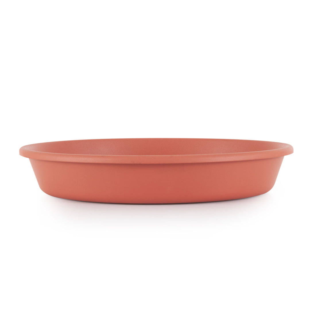 HC Companies Classic Plastic 12 Inch Round Plant Flower Pot Tray Saucer, Clay - VMInnovations