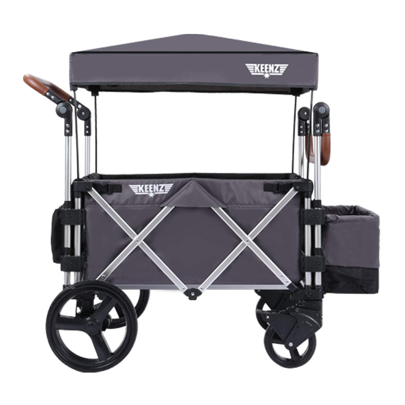 Keenz 7S Push Pull Baby Toddler Kids Wheeled Stroller Wagon with Canopy, Gray (Refurbished)