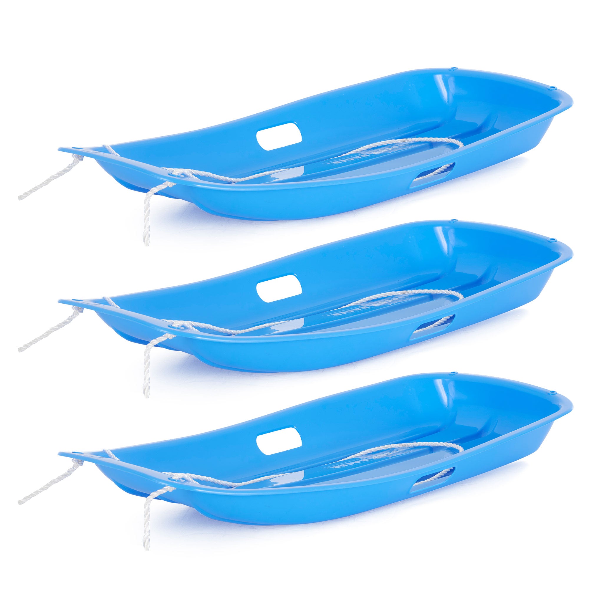 Slippery Racer Downhill Sprinter Kids Plastic Toboggan Snow Sled, Blue (3 Pack) - VMInnovations