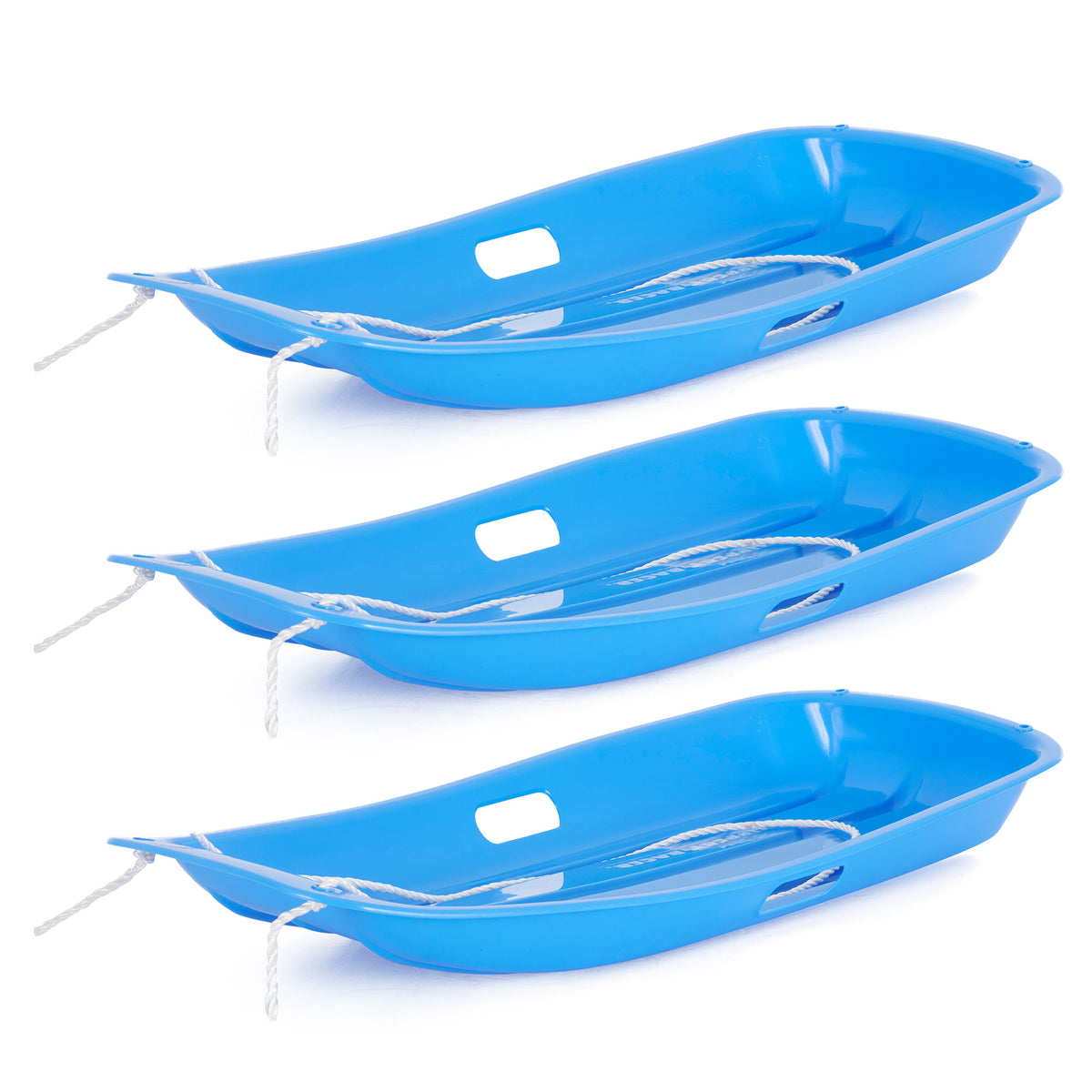Slippery Racer Downhill Sprinter Kids Plastic Toboggan Snow Sled, Blue (3 Pack) - VMInnovations