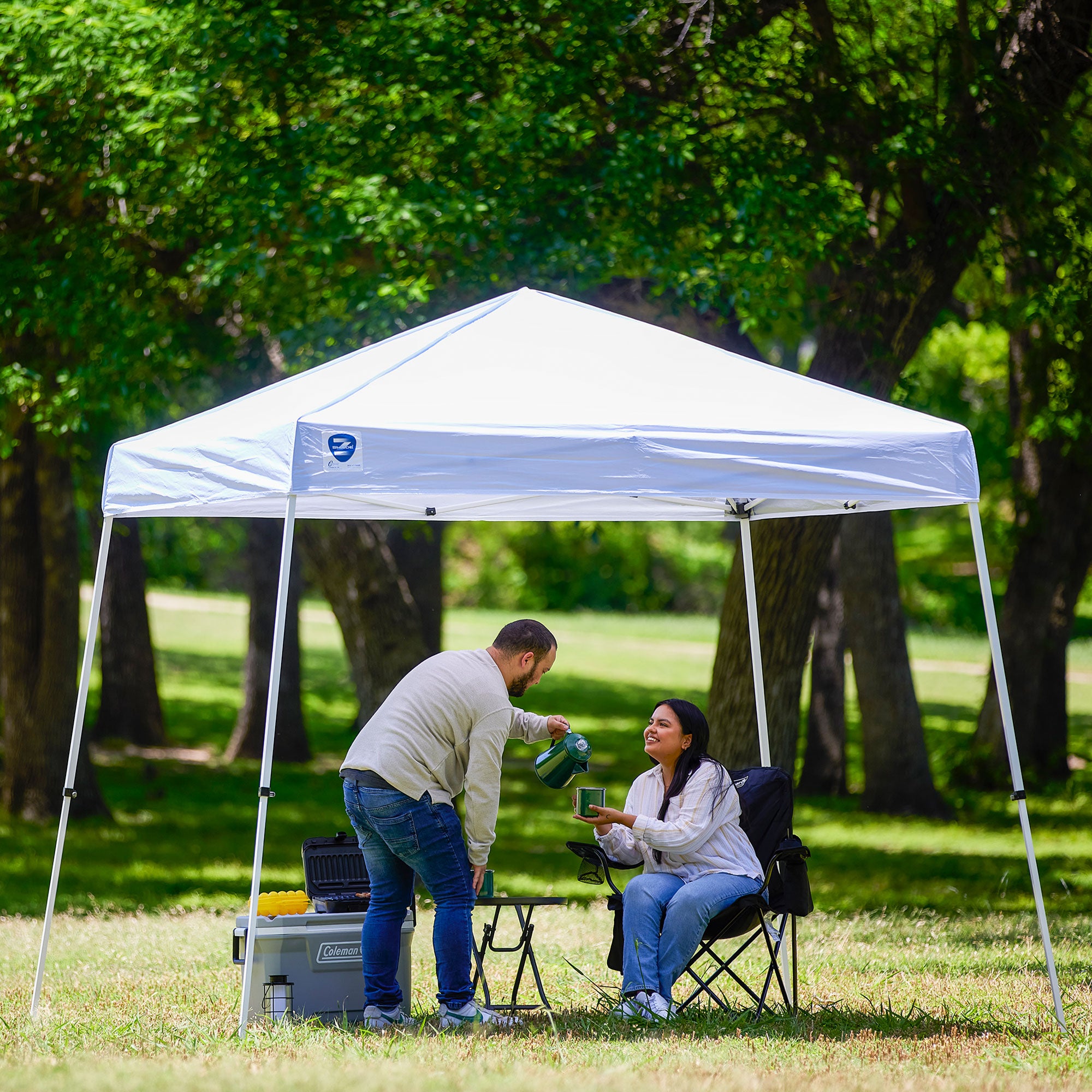 Z-Shade 10 x 10 Foot Push Button Angled Leg Instant Shade Canopy Tent, White