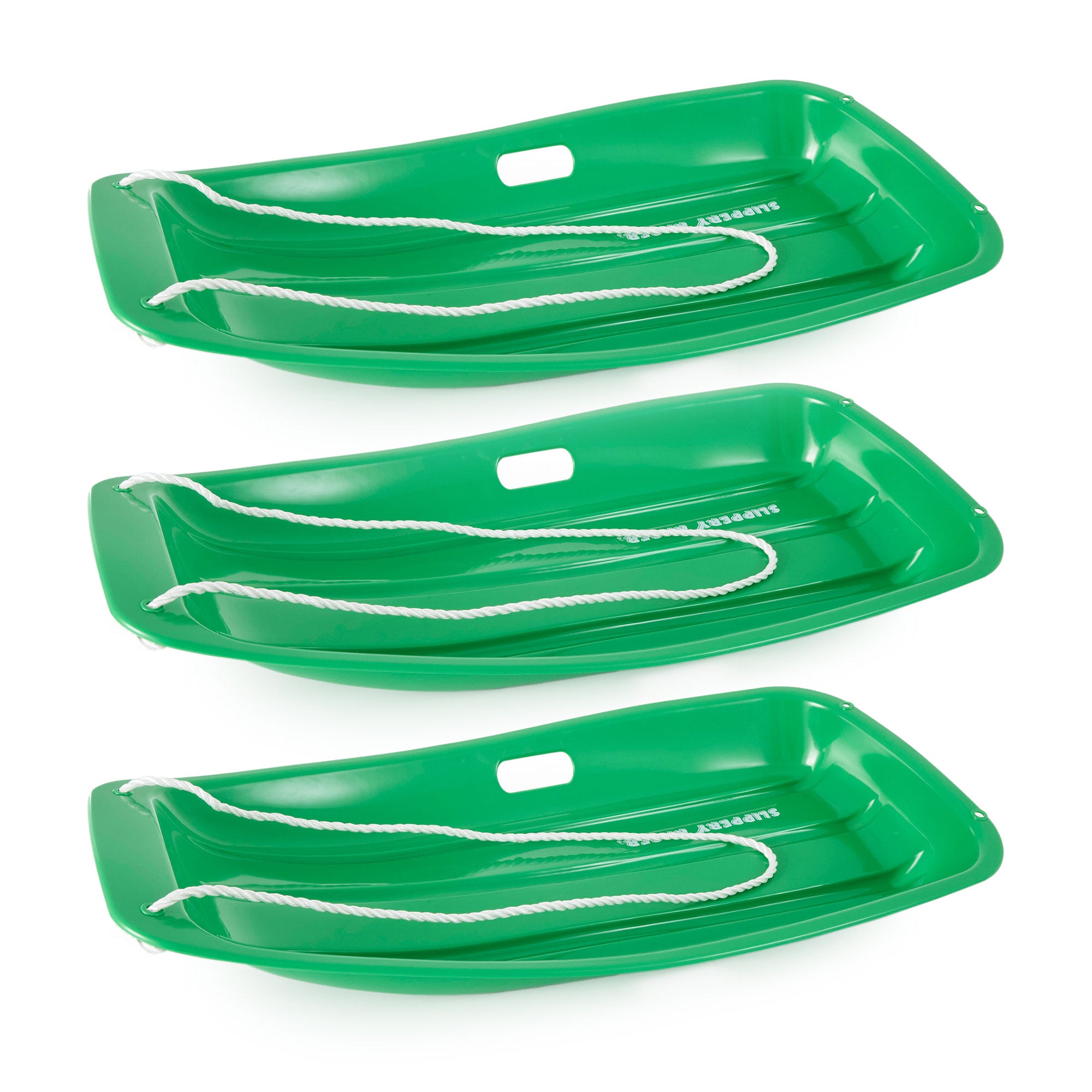 Slippery Racer Downhill Sprinter Kid Toddler Plastic Toboggan Snow Sled (3 Pack)