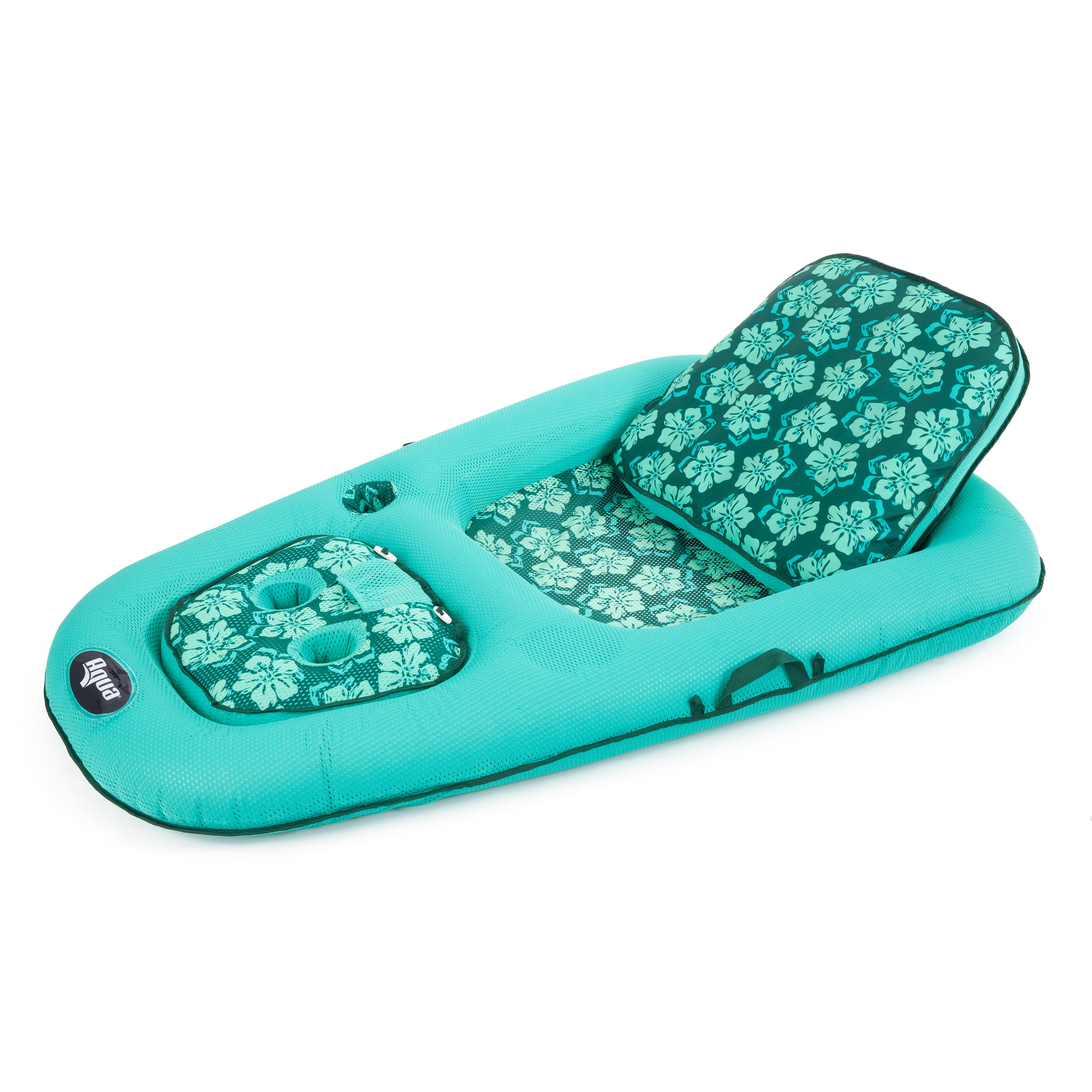Aqua Leisure Campania 2 in 1 Water Lounger Pool Inflatable, Floral (2 Pack) - VMInnovations