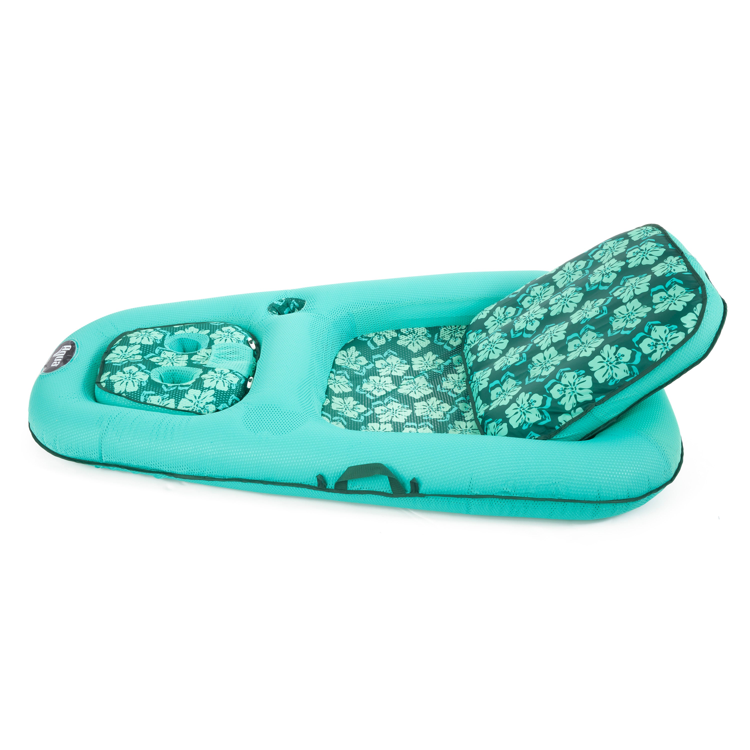 Aqua Leisure Campania 2 in 1 Water Lounger Pool Inflatable, Floral (2 Pack) - VMInnovations