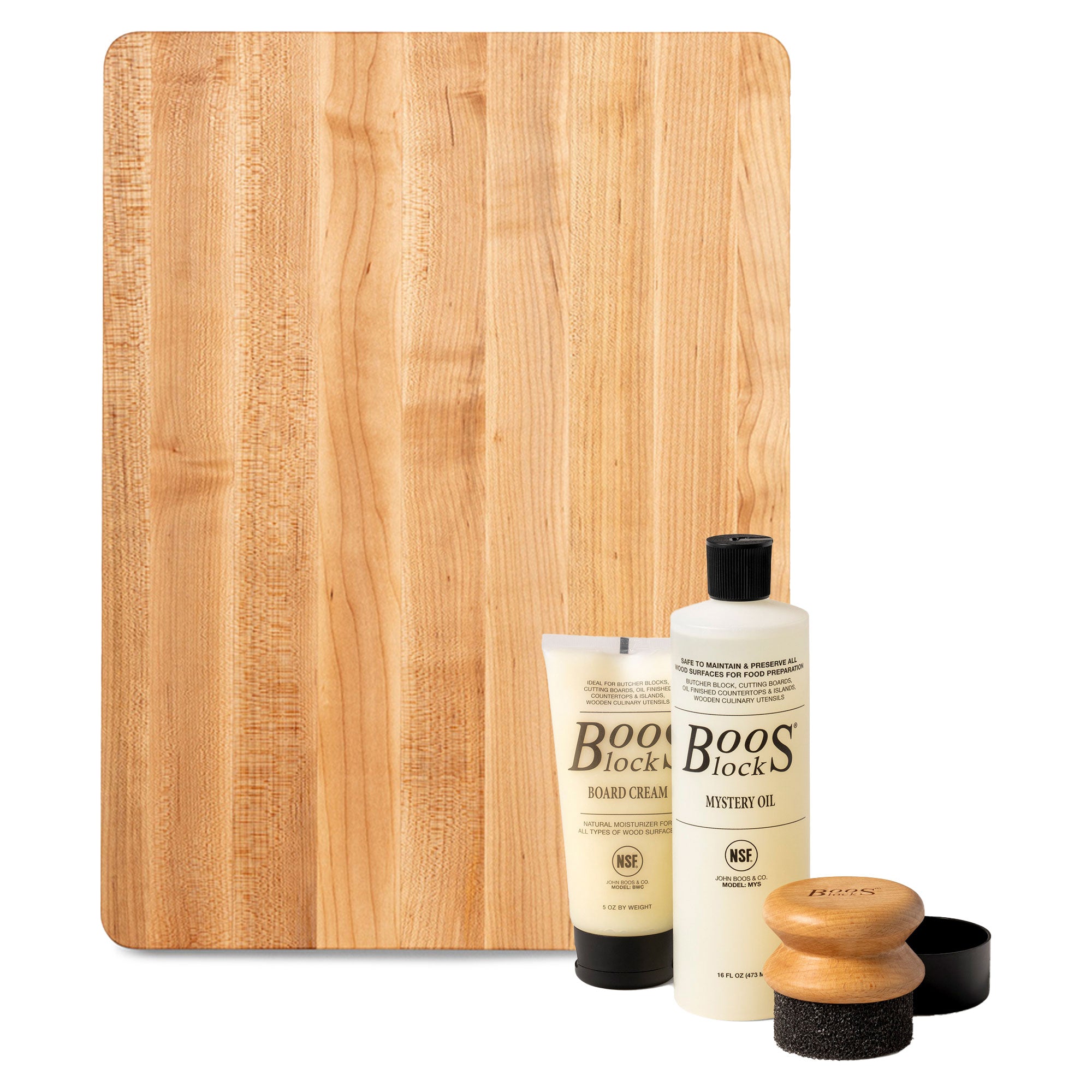 John Boos Maple Wood Cutting Board, 20" x 15" x 1.25" & 3 Piece Maintenance Set - VMInnovations