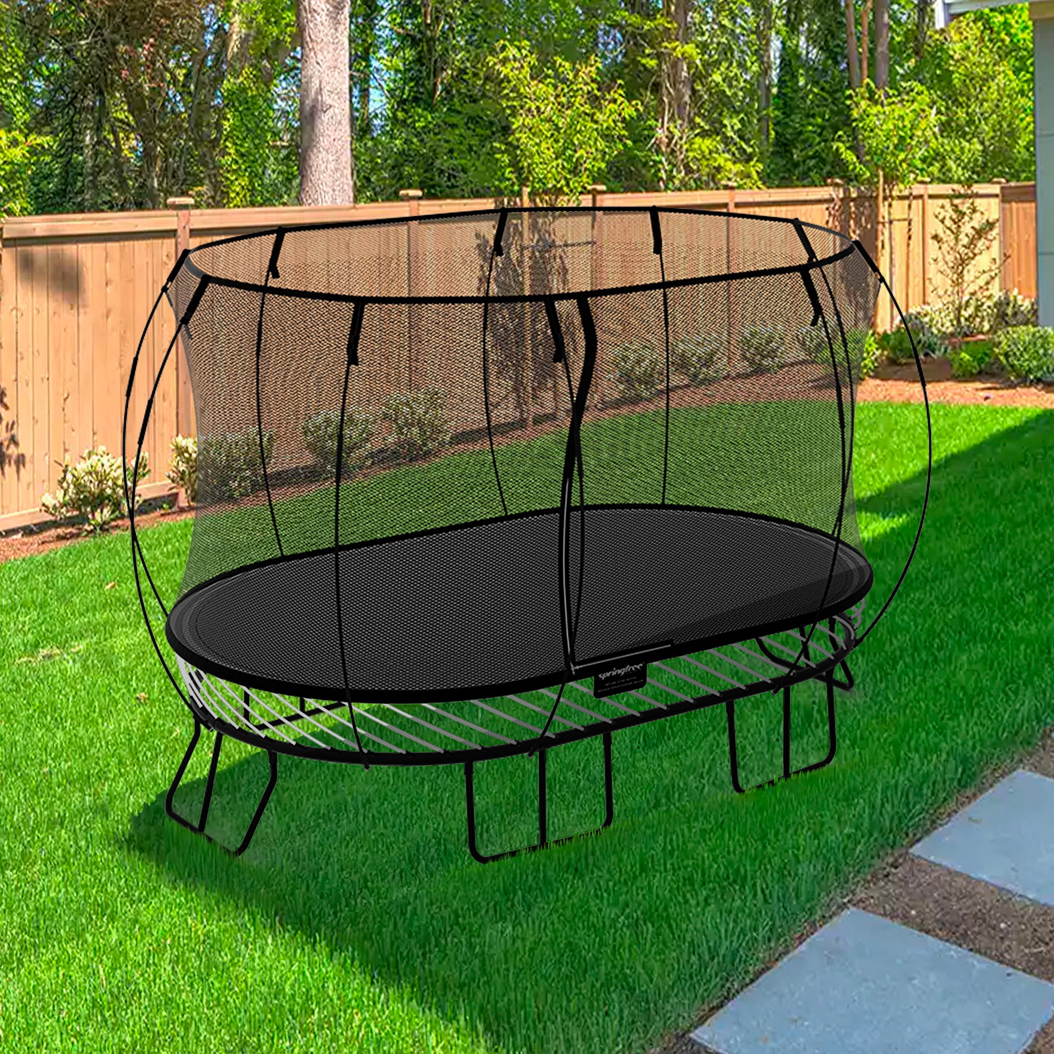 Springfree Trampoline Kids Outdoor Large Oval 8 x 13' Trampoline with Enclosure - VMInnovations