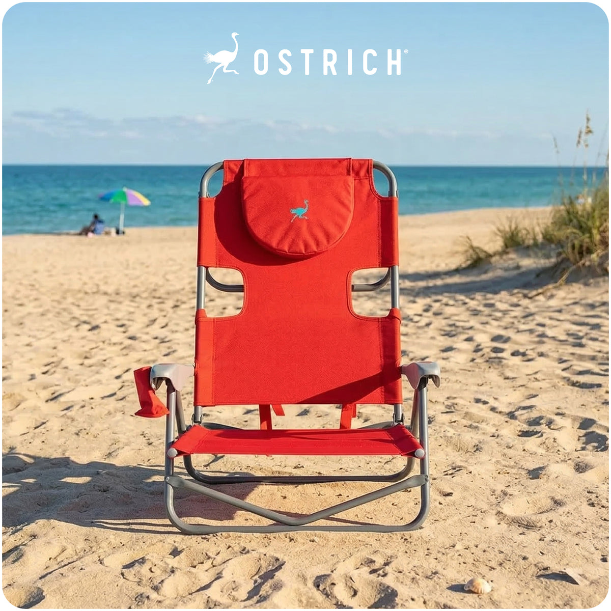 Ostrich On Your Back Folding Reclining Outdoor Camping Lawn Chair, Red(Open Box)