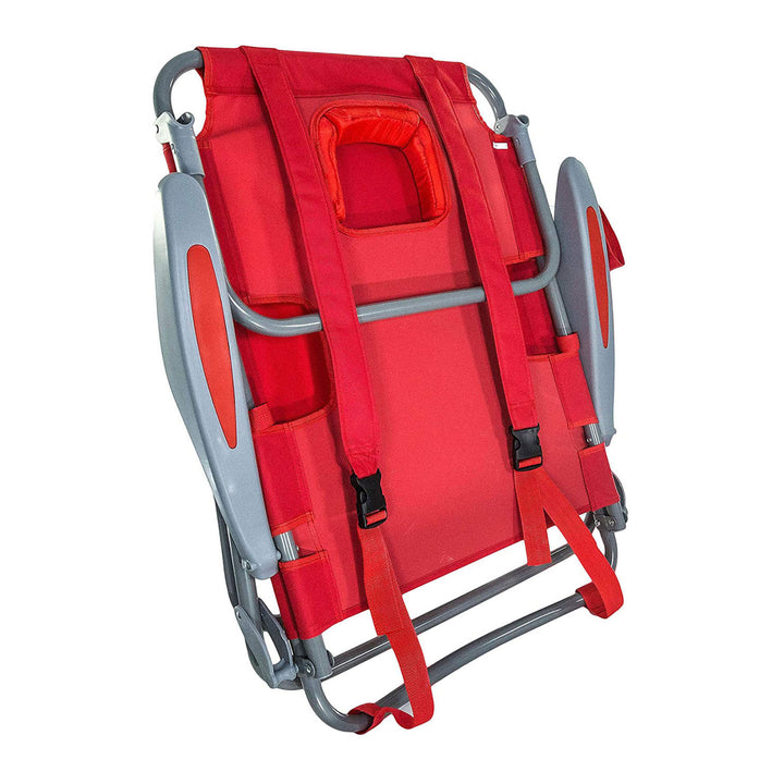 Ostrich On-Your-Back Outdoor Reclining Beach Lounge Pool Camping Chair, Red - VMInnovations