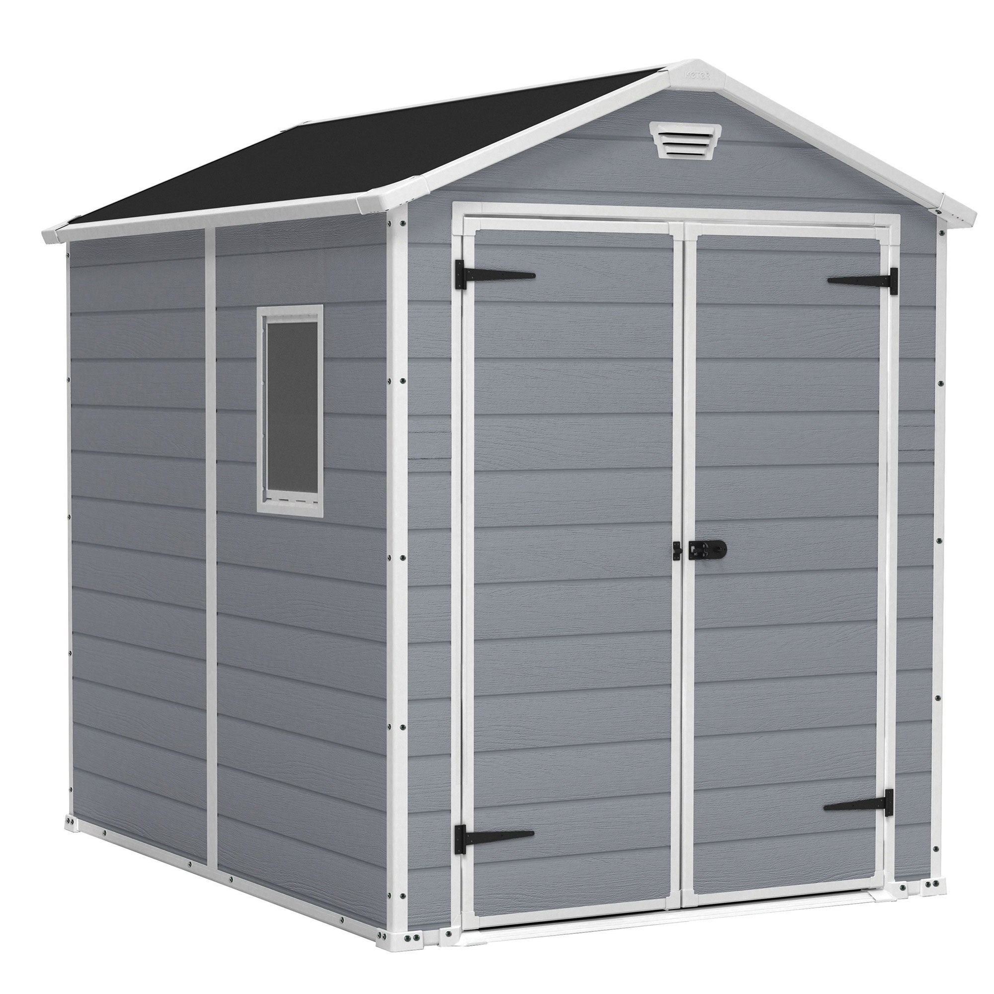 Keter 213413 Manor 6 X 8 DD All Weather Resistant Storage Shed, Grey (Damaged)