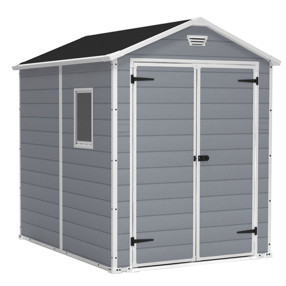 Keter 213413 Manor 6 X 8 DD All Weather Resistant Storage Shed, Grey (Open Box)