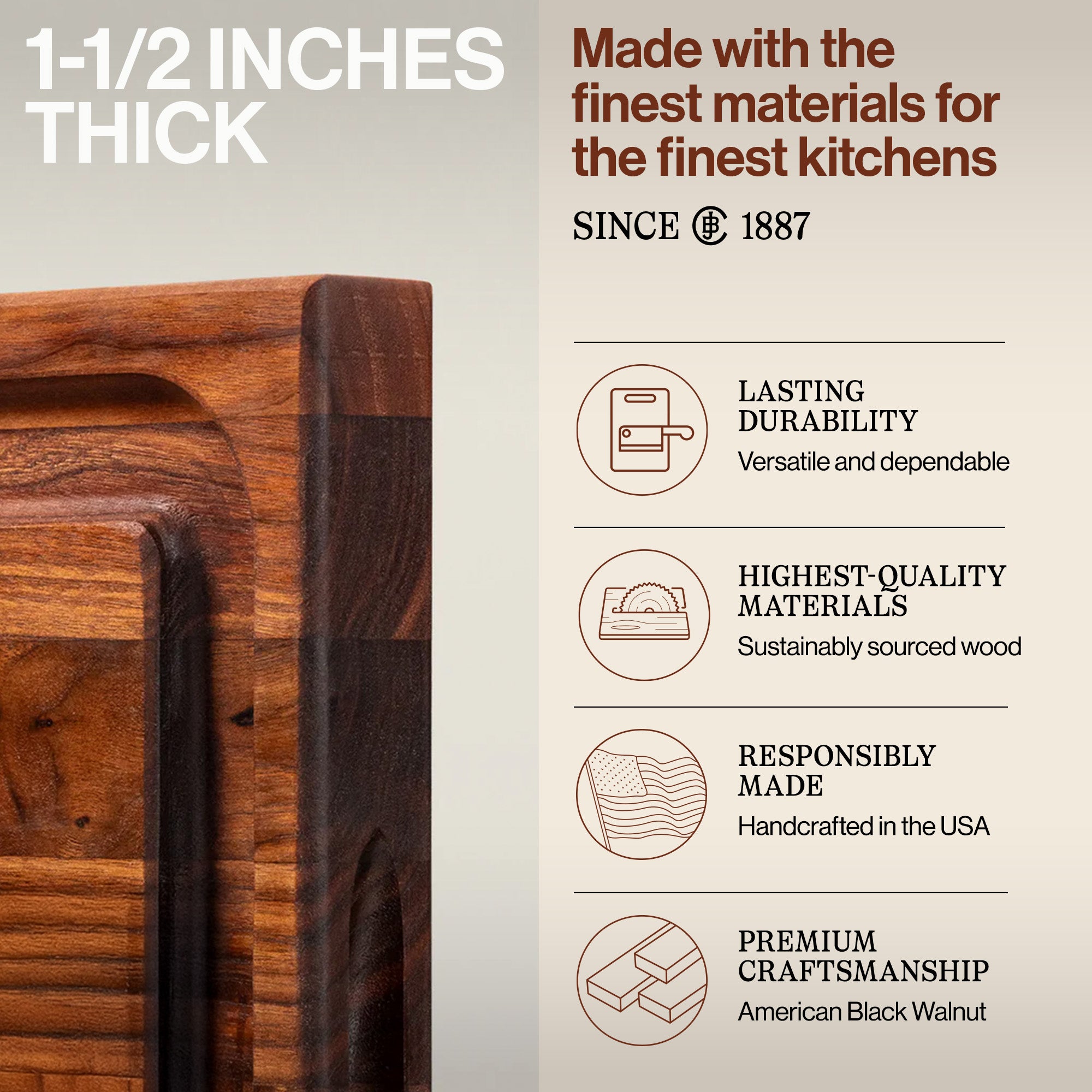 John Boos Walnut Wood Juice Groove Cutting Board w/Boos Block Care Cream, 3 Pack - VMInnovations