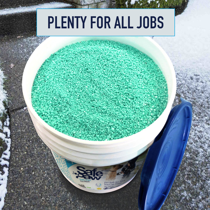 Safe Paw Pet Safe Ice Melt, 100% Salt and Chloride free with Traction Agent, Non-Toxic, Fast Acting, Lasts 3X Longer – 35 Lbs - VMInnovations