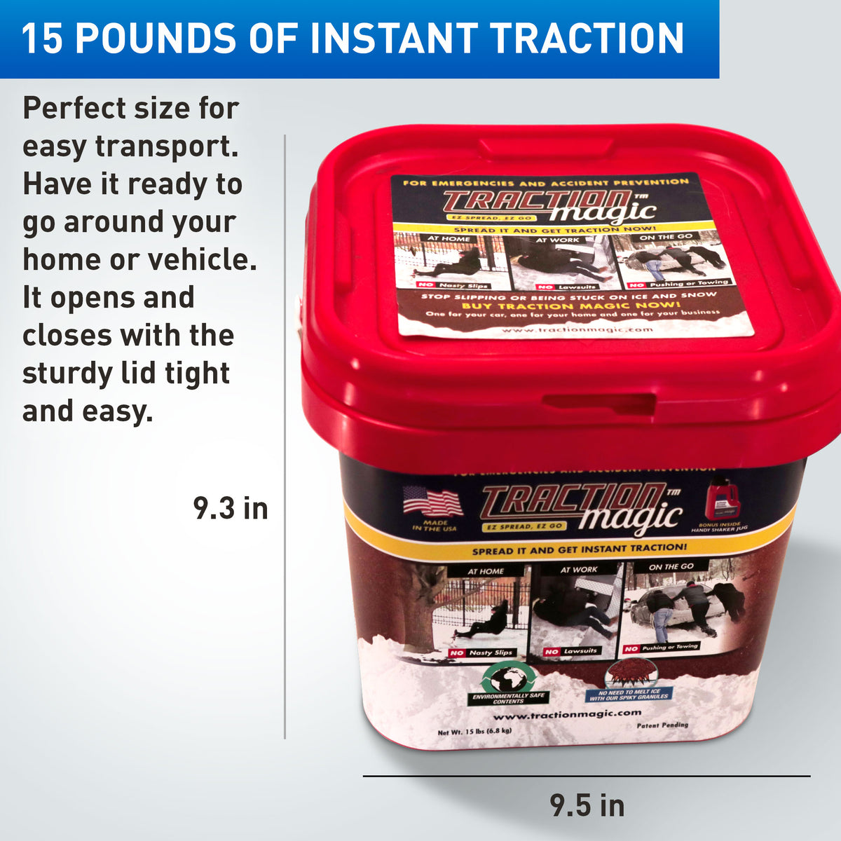 Traction Magic Quick Application All Natural Ice and Snow Melter, 15 Lb Bucket (Refurbished)