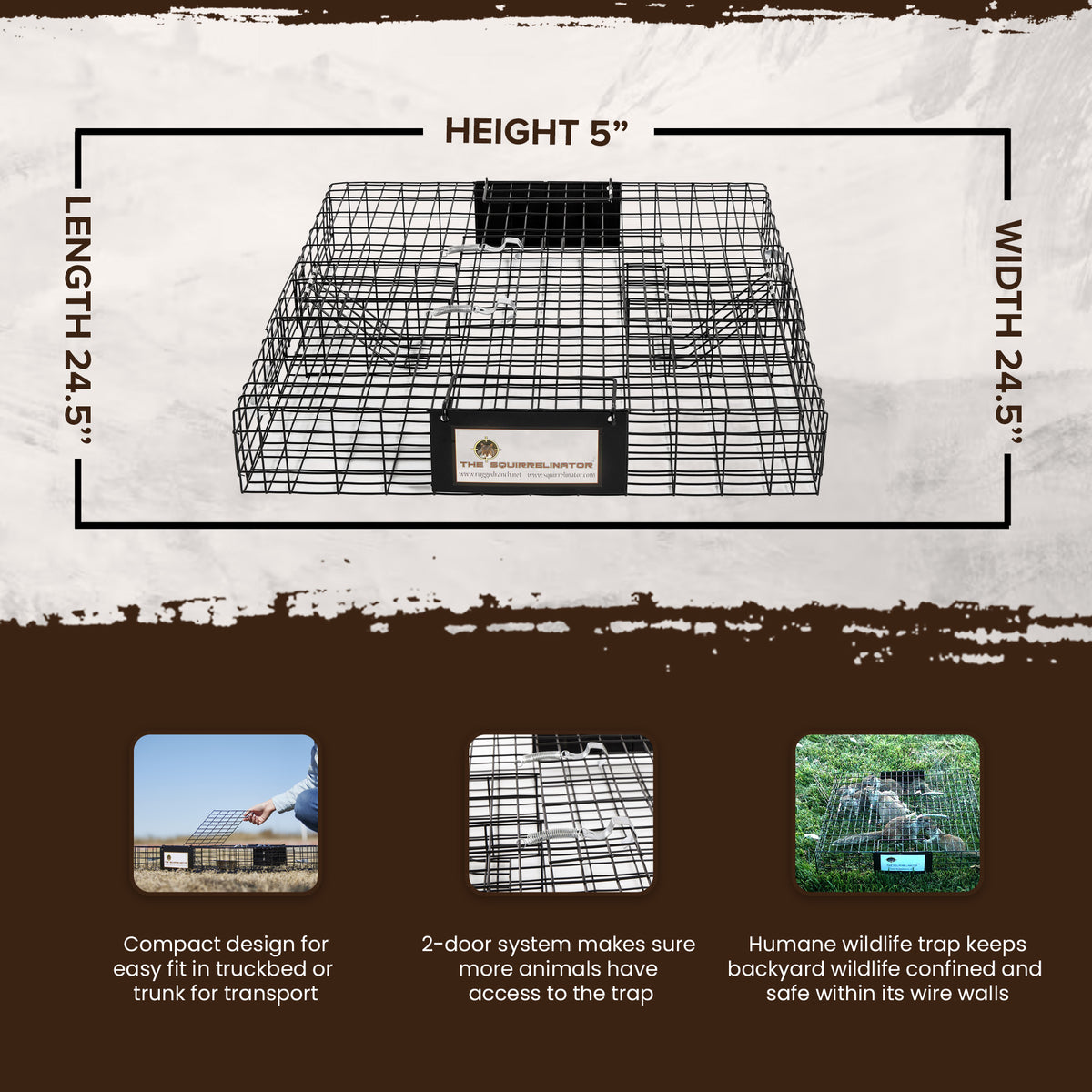 Rugged Ranch SQRTO Squirrelinator Trap CatchMor Live Animal 2 Door Metal Cage (Refurbished)