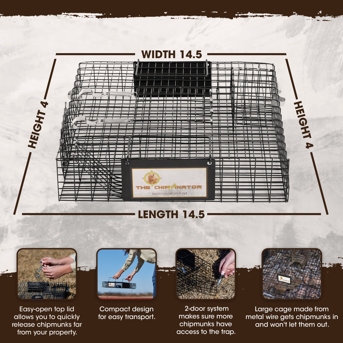 Rugged Ranch Chipmunkinator Live Chipmunk Squirrel Metal 2 Door Trap Cage (Used)